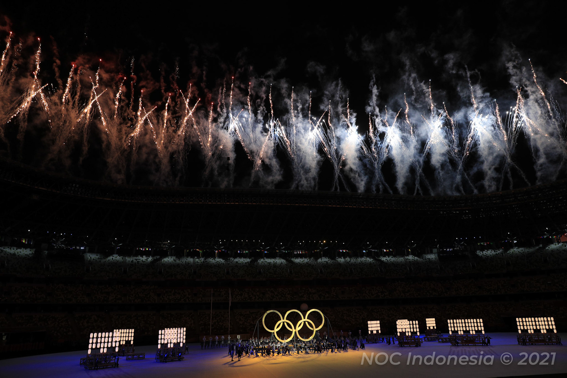Tokyo, 23 Juli 2021.  NOC - Pembukaan Tokyo Olympic 2020 di Olympic Stadium, Tokyo - Jepang