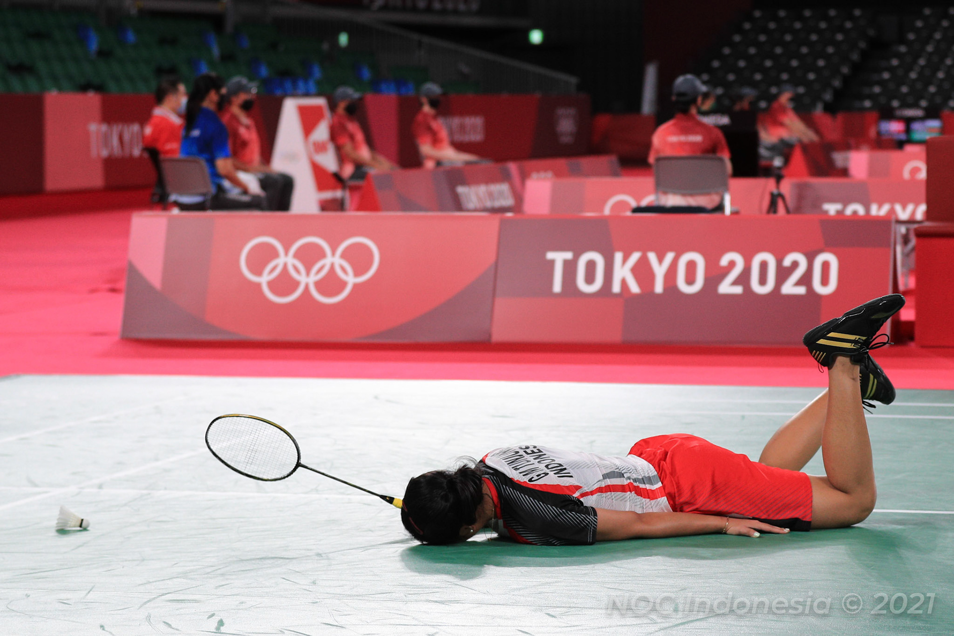 Rabu, 28 Juli 2021. NOC - TO2020 - PHO - Day 8 - Badminton, Women's Single Group M, Gregoria Mariska Tunjung vs Lianne Tan (BEL)  di Musashino Forest Sport Plaza, Tokyo - Jepang