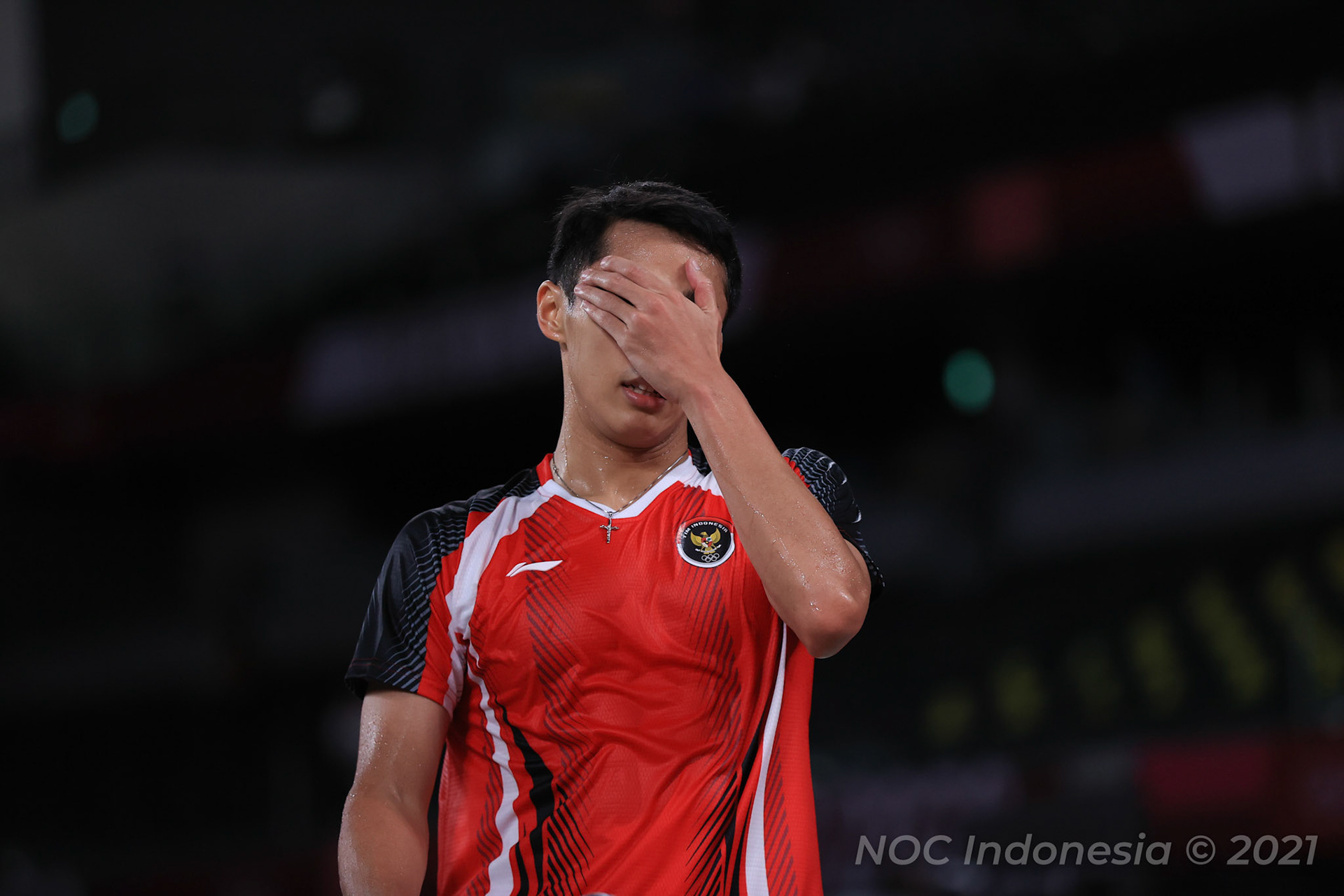 Kamis, 29 Juli 2021. NOC - TO2020 - PHO - Day 9 - Badminton, Men's Single Round of 16, Jonatan Christie vs Shi Yu Qi (CHN) di Musashino Forest Sport Plaza, Tokyo - Jepang