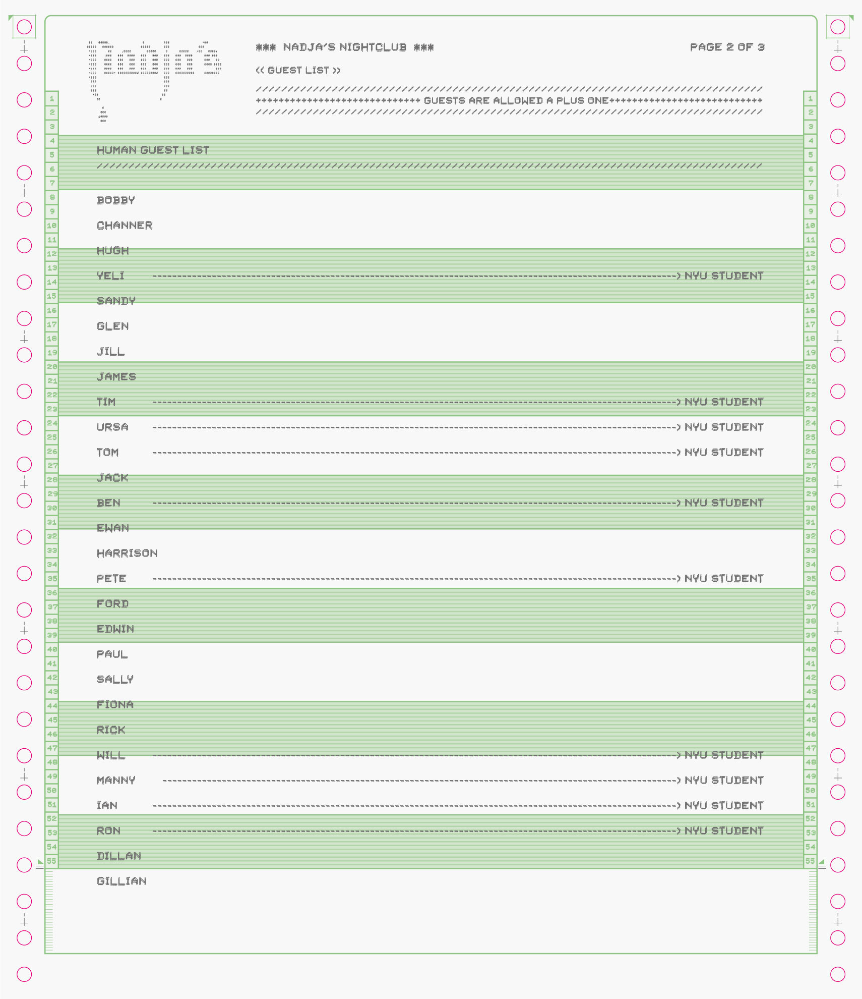guest list for Nadja's club - season 4