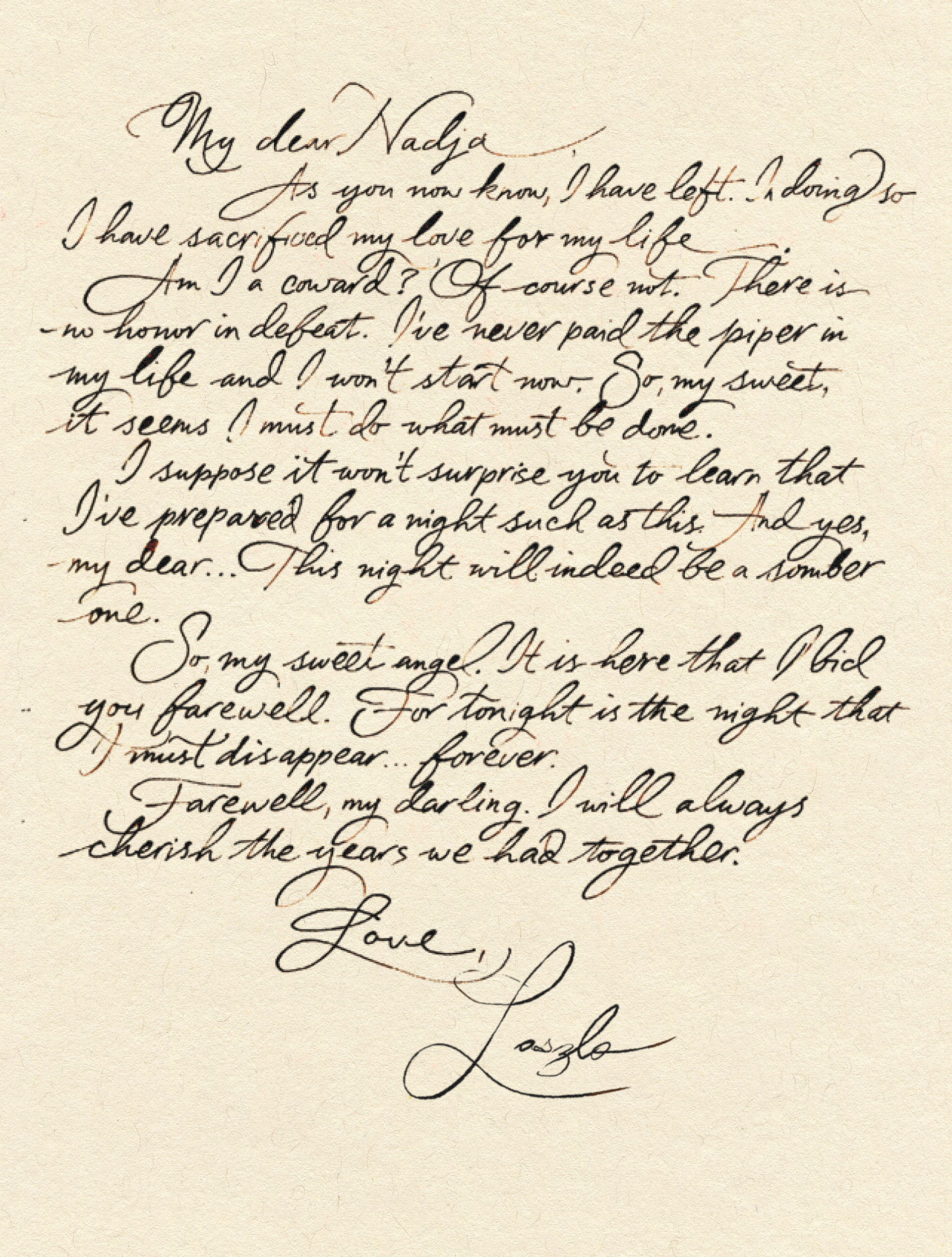 Laszlo's letter to Nadja - season 2
