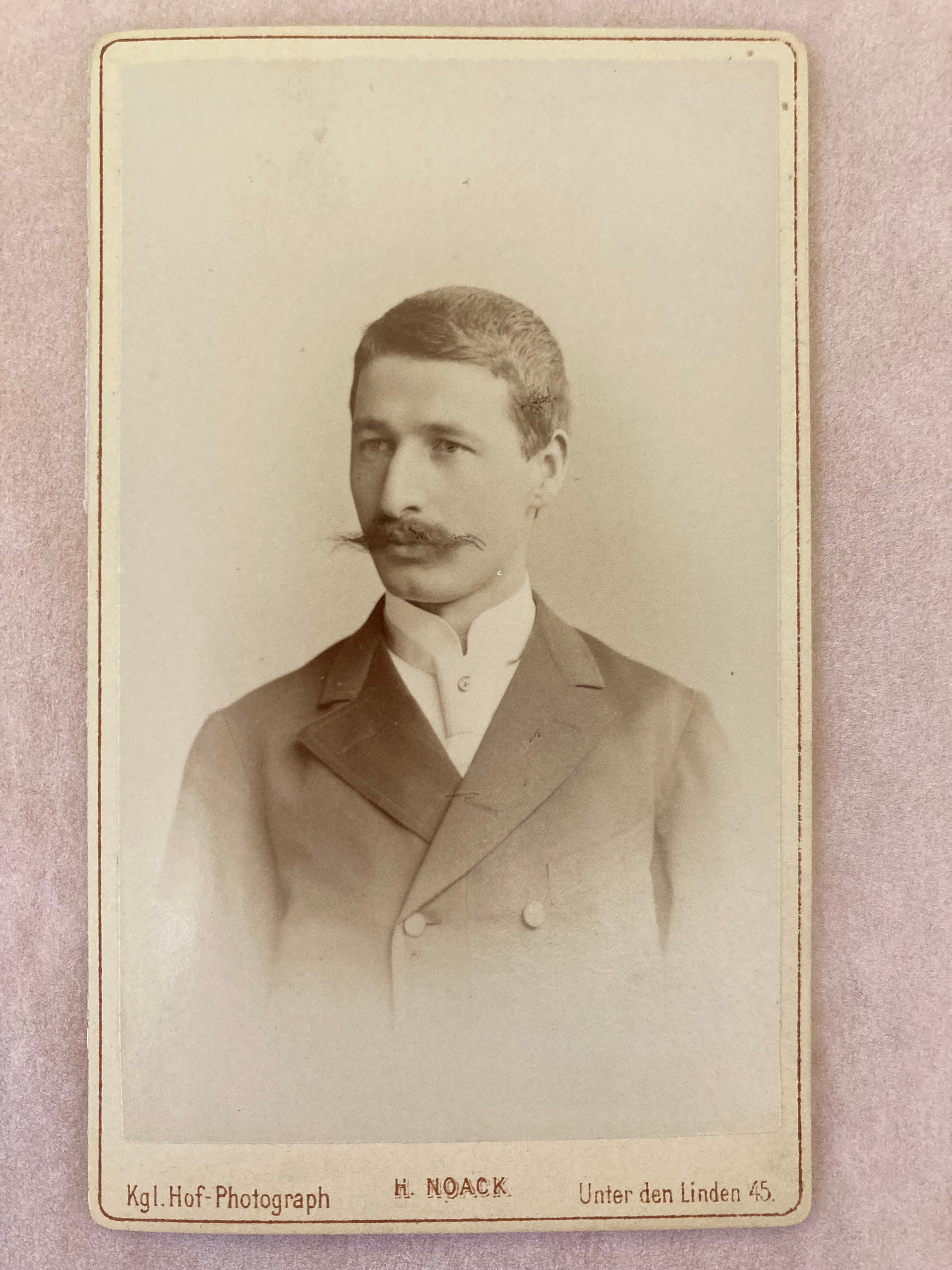 Portrait of Manissadjian, taken in Berlin, in the studio of H. Noack, August 16, 1890, dedicated to Miss A. Grabow.  Source:  Handschriftenabteilung der Staatsbibliothek Berlin, Portr. Slg./Philol. kl./Manissadjian, Johann J.; Nr. 3 [1890] Prof. Dr. Nazan Maksudyan