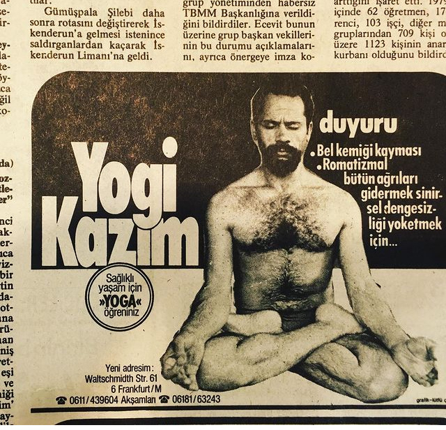 Advertisement for Yogi Kazim Classe in Hürriyet, 24.11.1980 - Photo: TAM Museum Source: Stabi Berlin