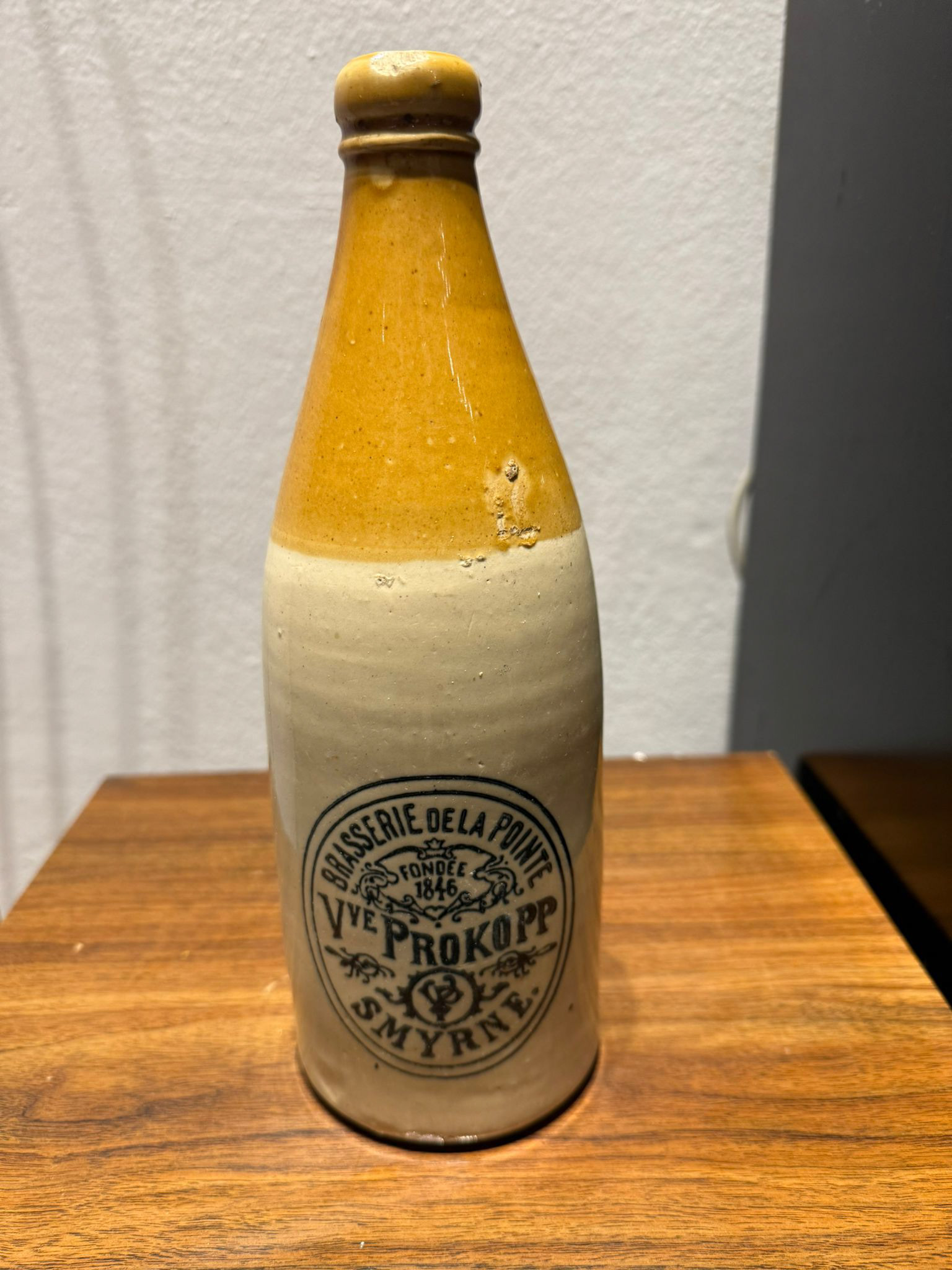 Undated, an original ceramics bottle of Veuve Prokopp beer from Smyrna. Source: Hülya Ede Uçta