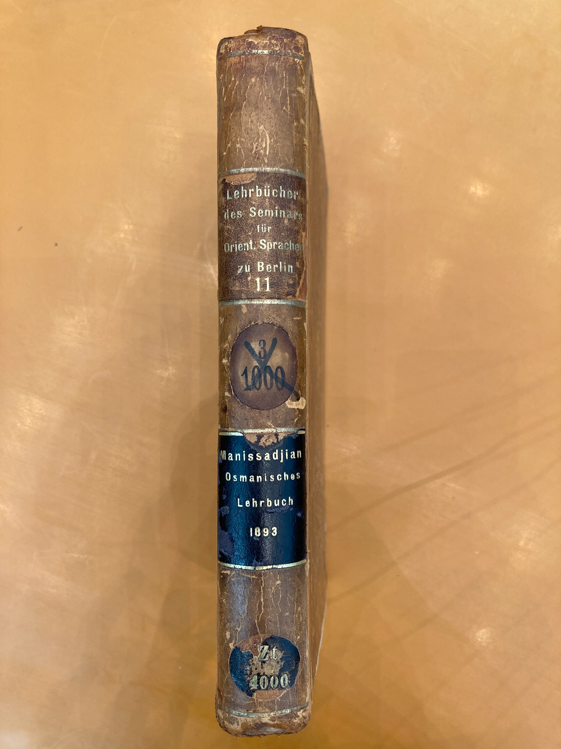 1893, Photograph of University Teaching Book on Ottoman Empire Studies “Osmanisches Lehrbuch” written and published by Manissadjian when he was teaching in Berlin Source: Staatsbibliothek Berlin, Photo: Prof. Dr. Nazan Maksudyan