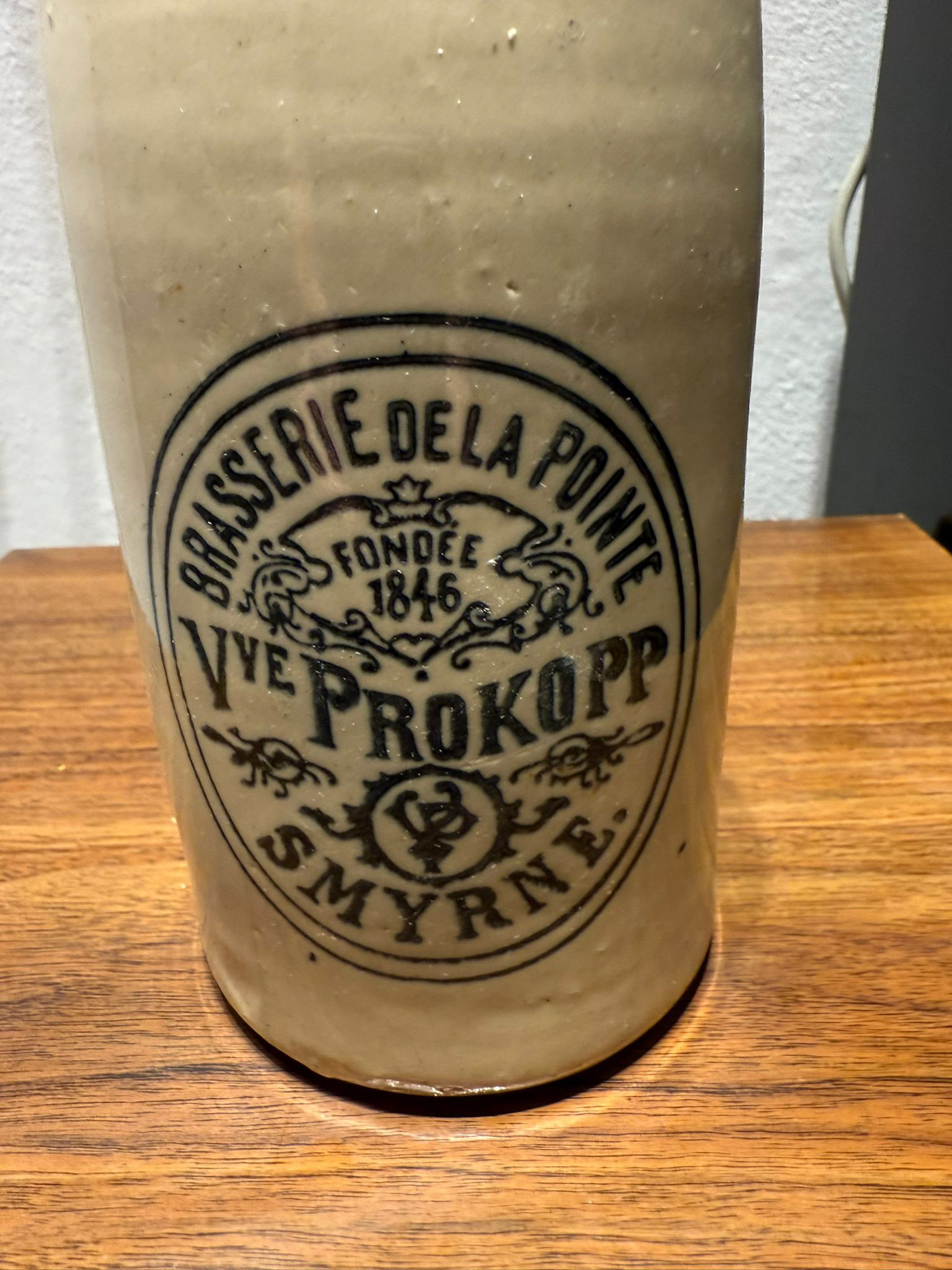 Undated, an original ceramics bottle of Veuve Prokopp beer from Smyrna. Source: Hülya Ede Uçta