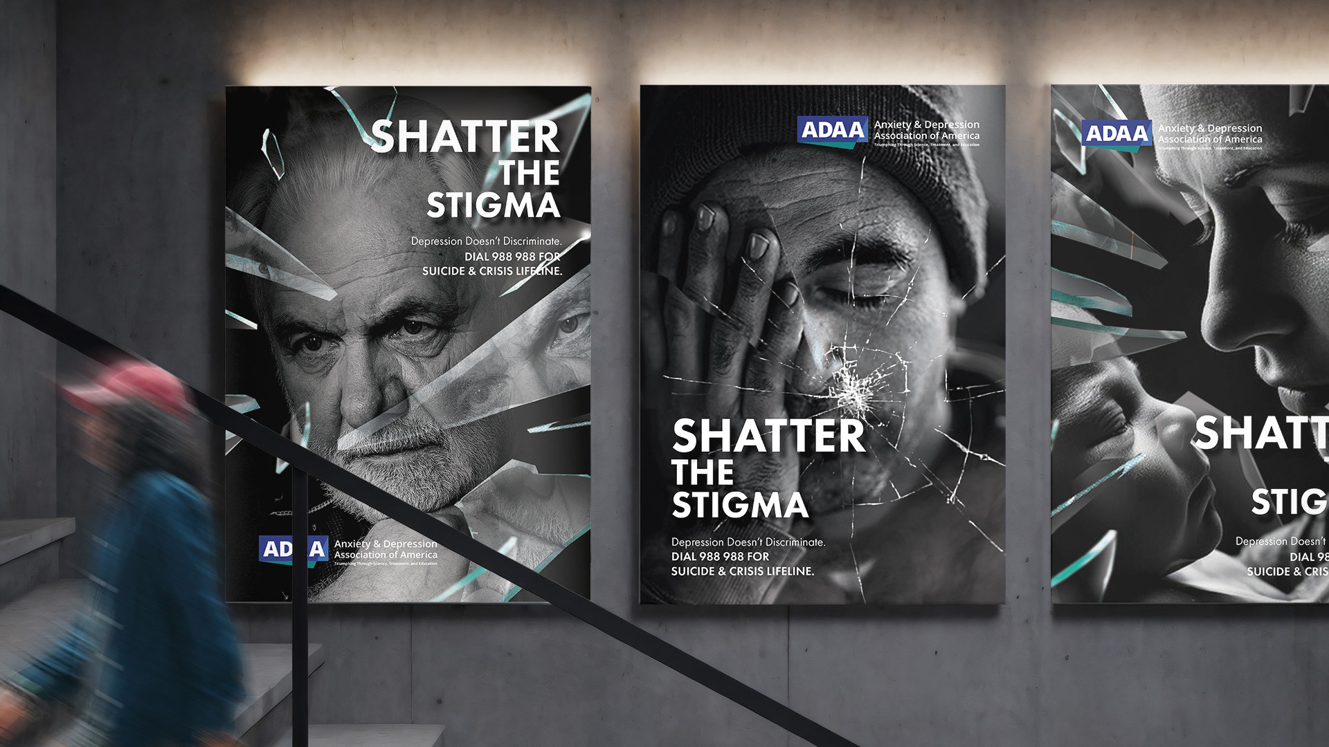 A set of 3 mental health awareness ad series on billboard