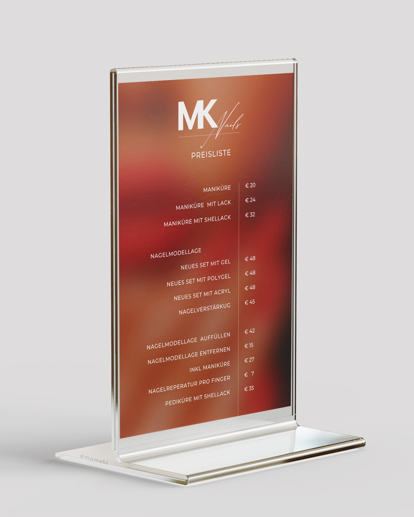 MKNails Preisliste Flyer A5 - rückseite