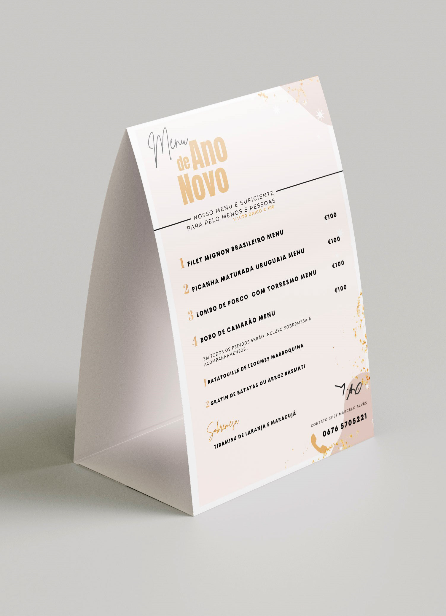 NEW YEARS DINNER MENU flyer for BRAZILTOGO