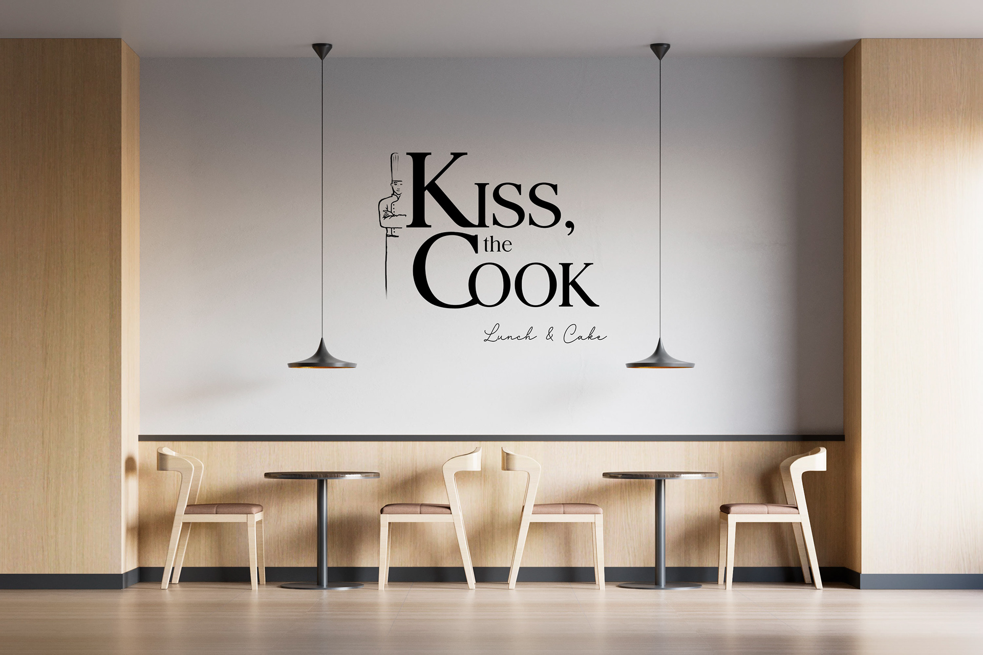 KISS,theCOOK restaurant wandtattoo mockup
