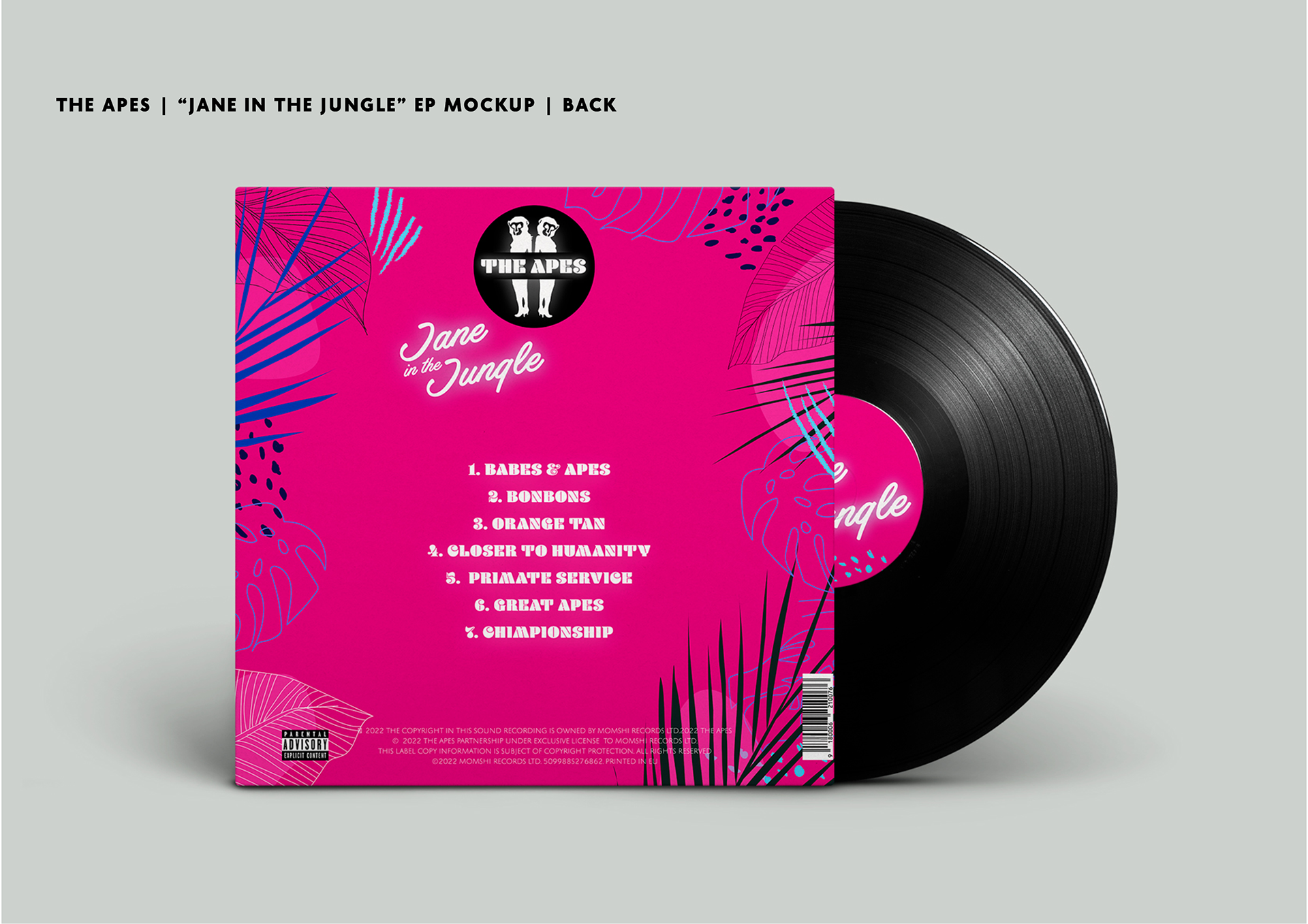 THE APES vinyl plattencover design - rückseite