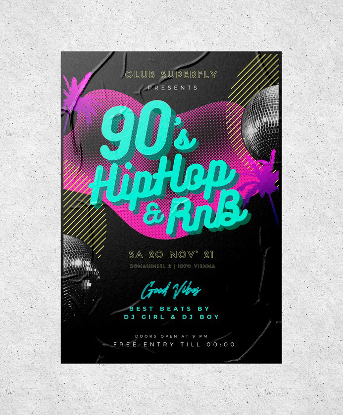 90's Hiphop&RnB PARTY POSTER 2021