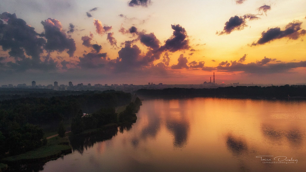 6:00AM Jezioro Paprocany Tychy wschód słońca