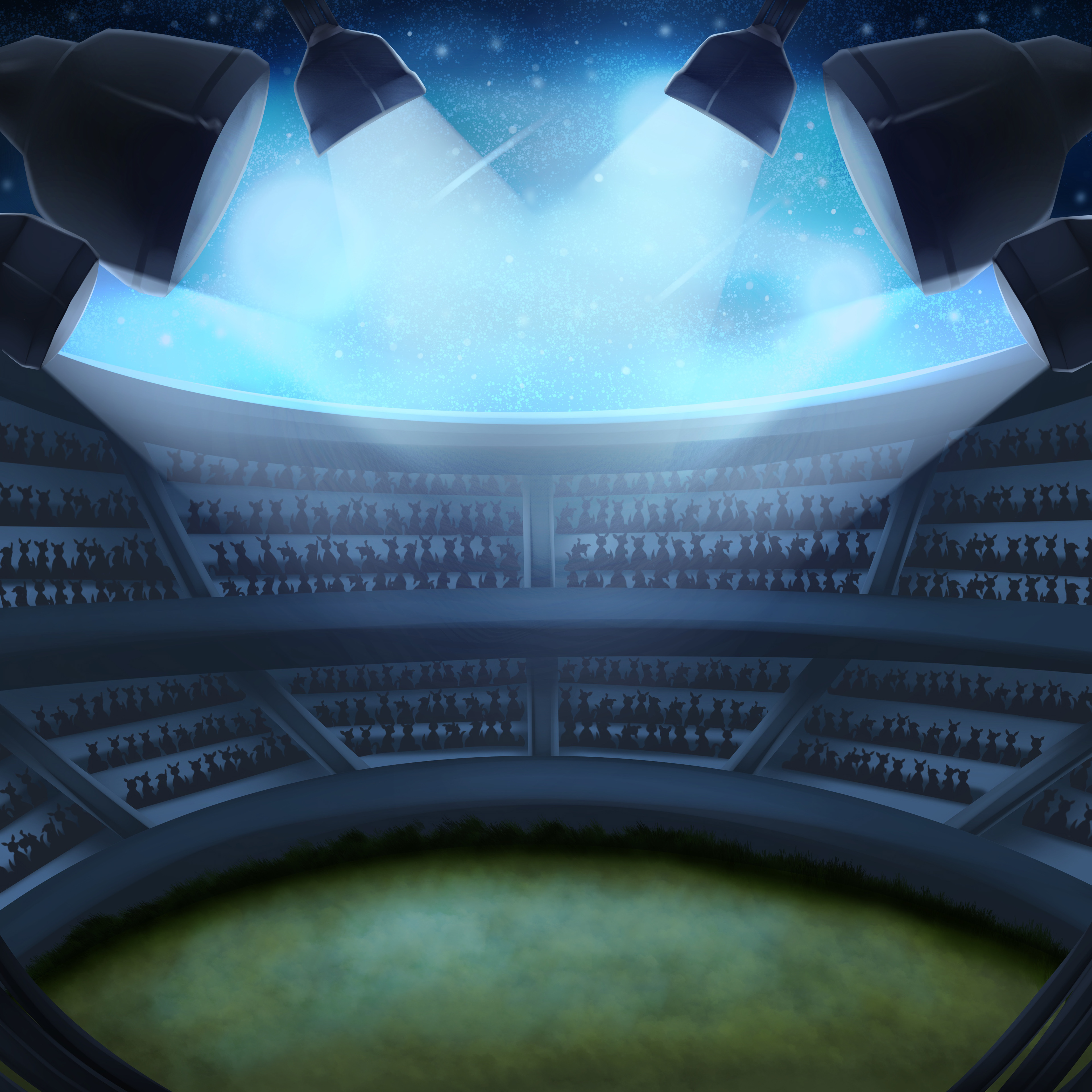 The final version of the stadium level! Made by the environment artist based on our collaborative concepts