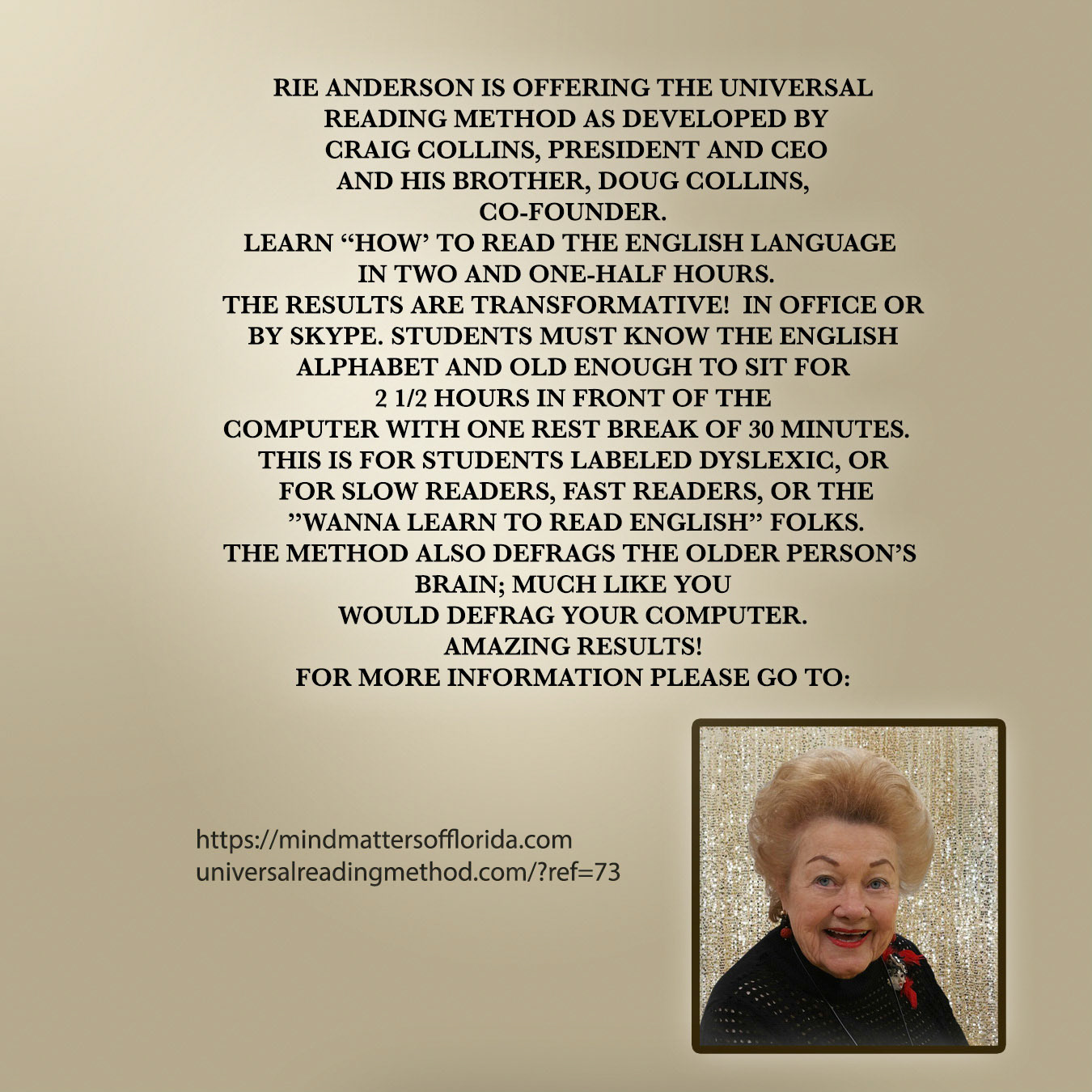 Universal Reading Method wit Rie Anderson