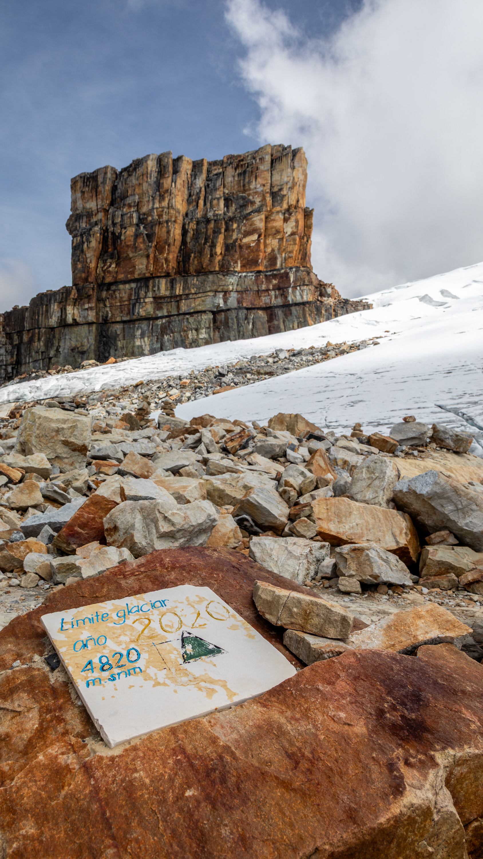 Placa del límite glaciar, Sierra Nevada del Cocuy.