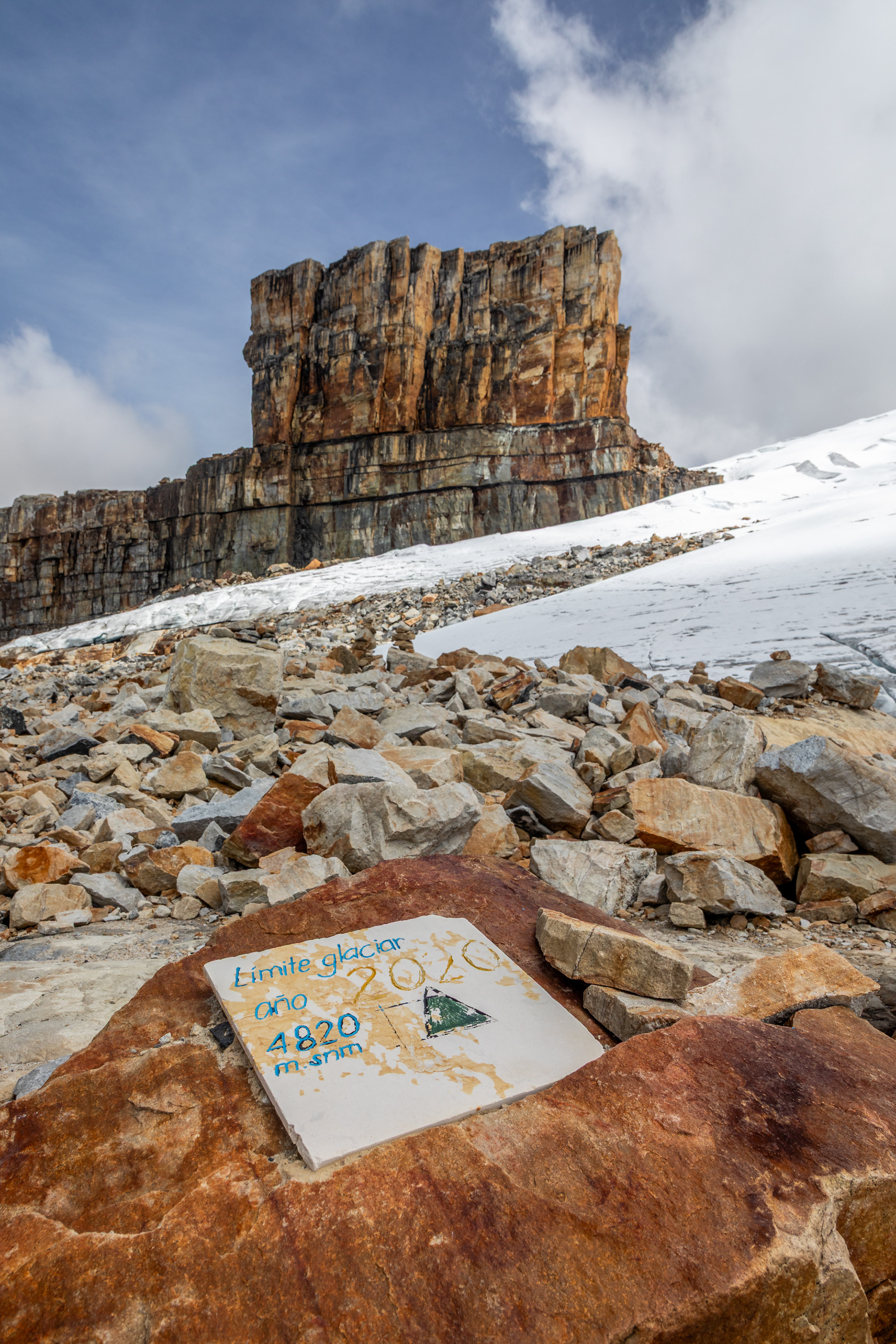 Placa del límite glaciar, Sierra Nevada del Cocuy.