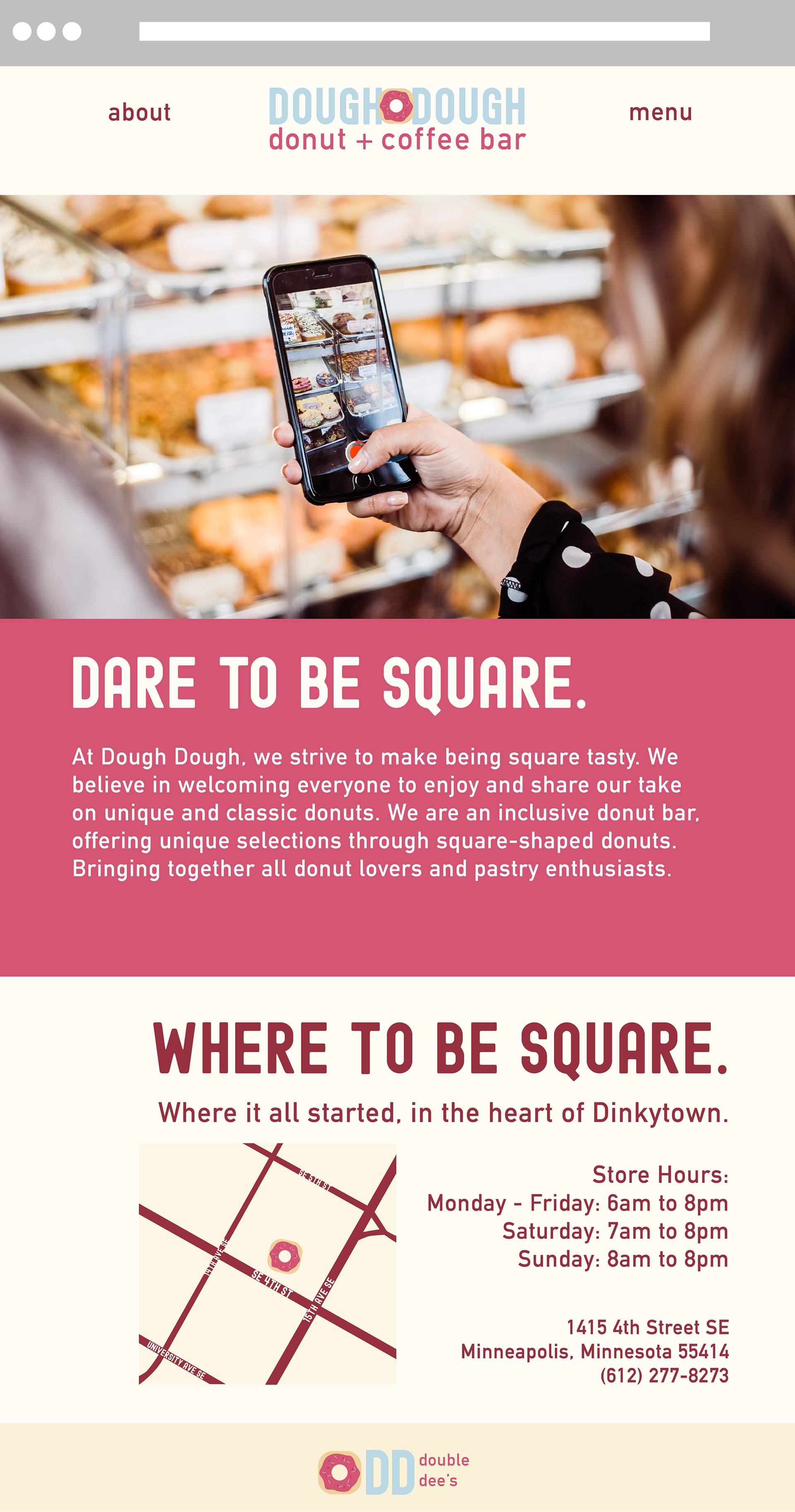 Website mockup for faux venture