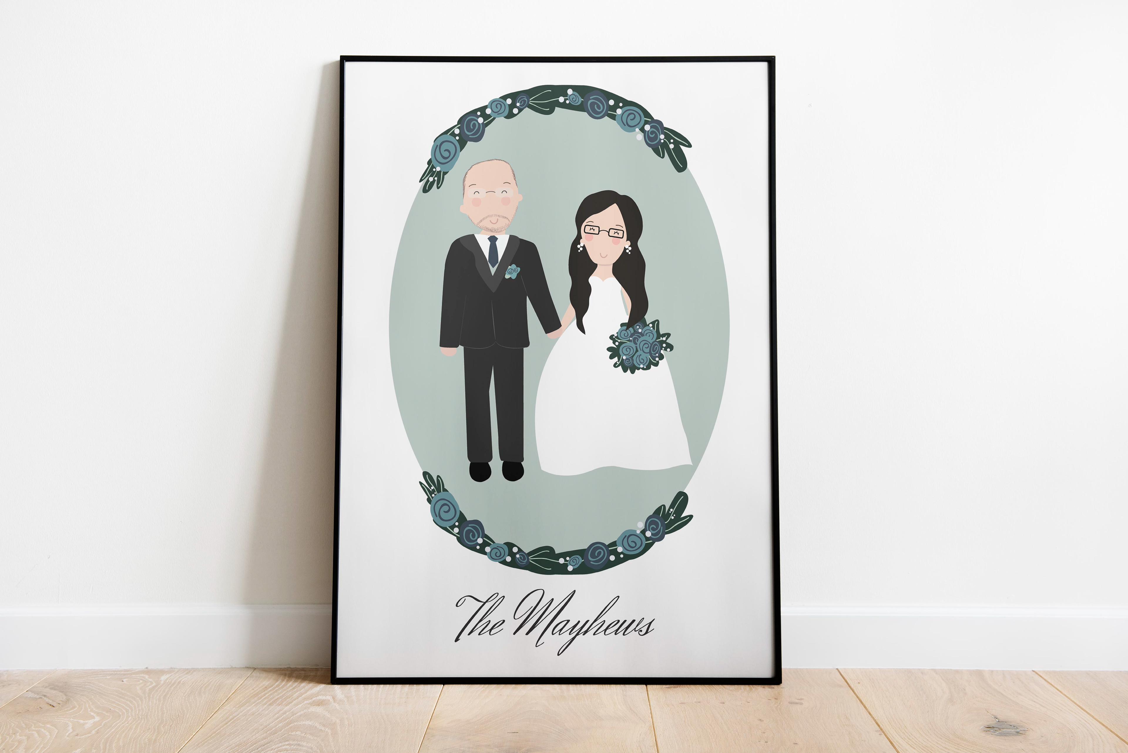 Custom couples portrait illustration.