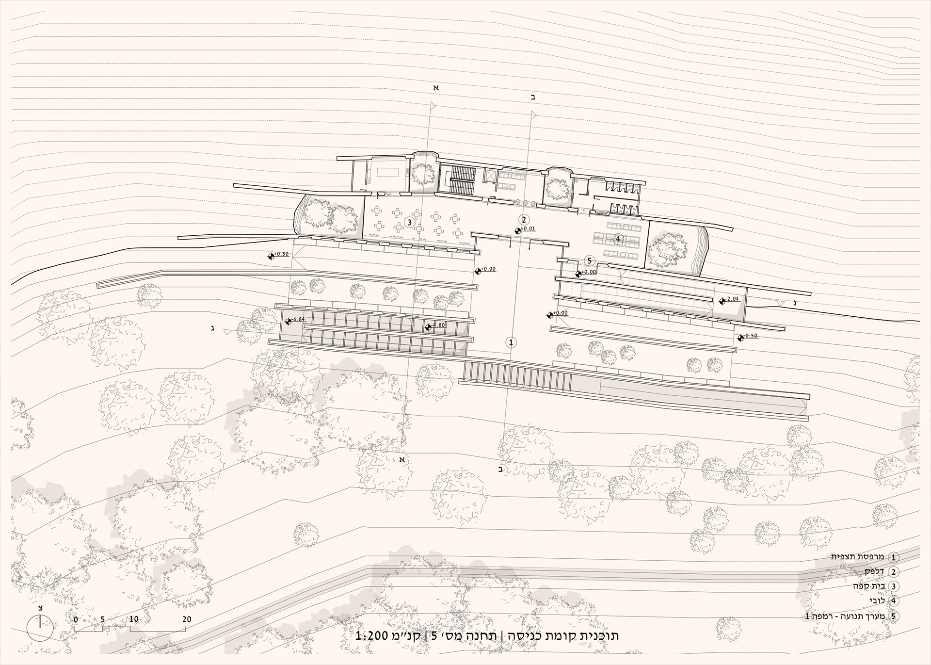 תחנה מס' 5 - מבנה גלריות ומעבדות - קומת כניסה -  קנ"מ 1:200