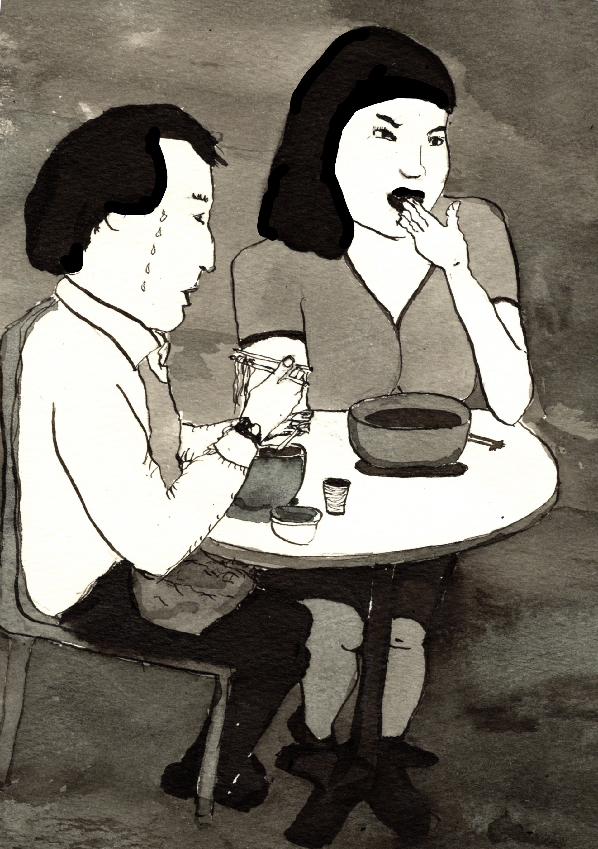 Under the table, , ink on paper, 182x257mm