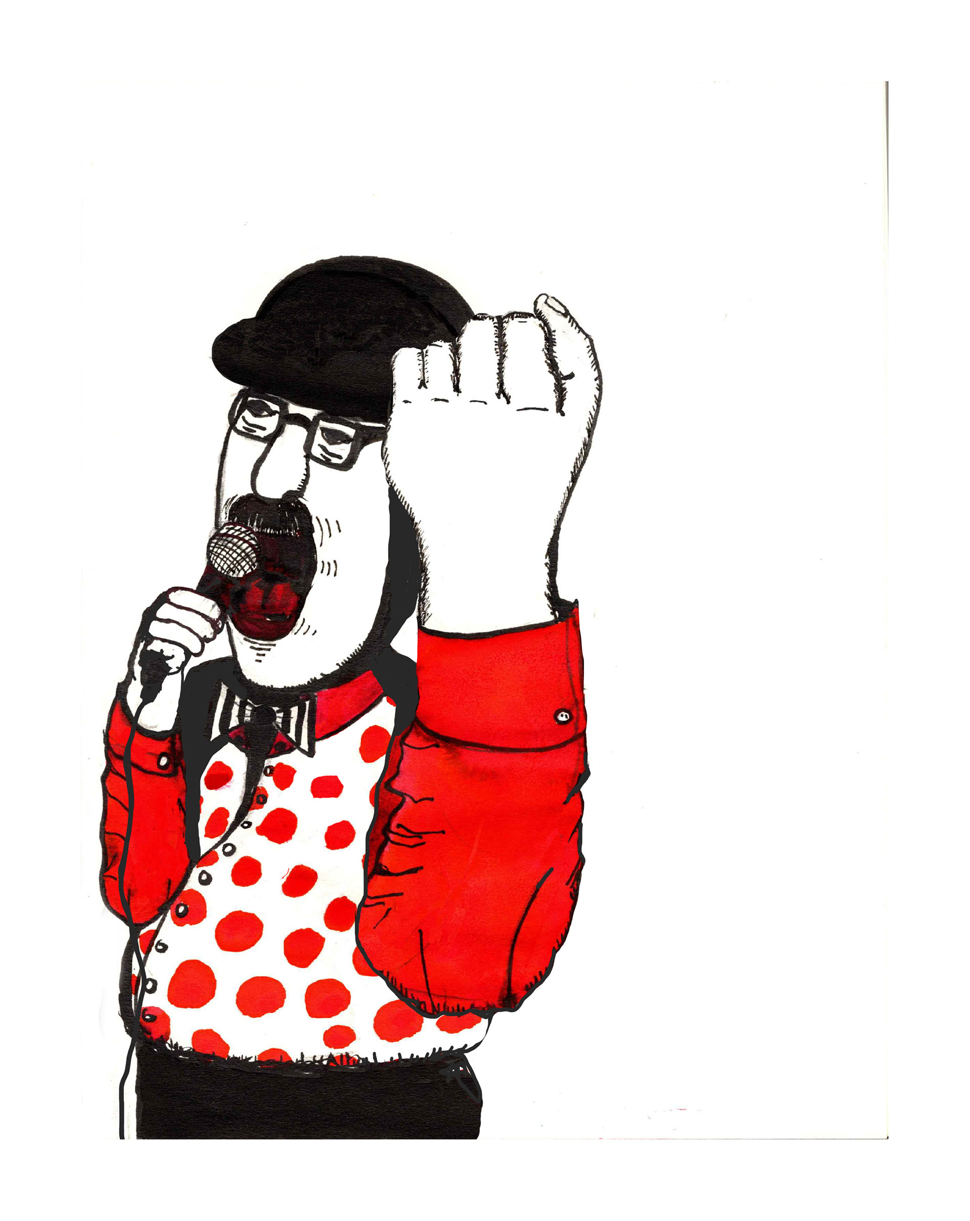 Karaoke, ink on paper, 100x148mm