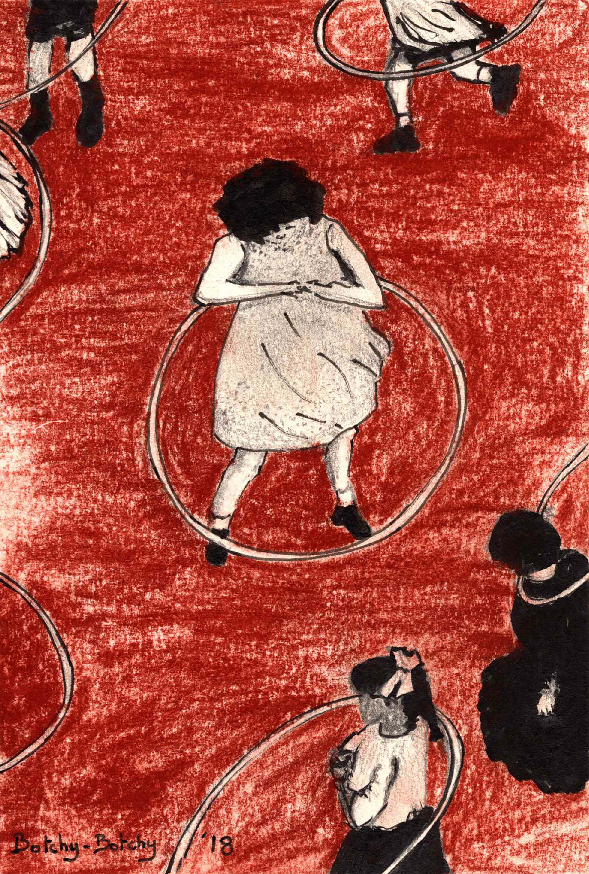 Hula-Hoop, sanguine, 100x148mm