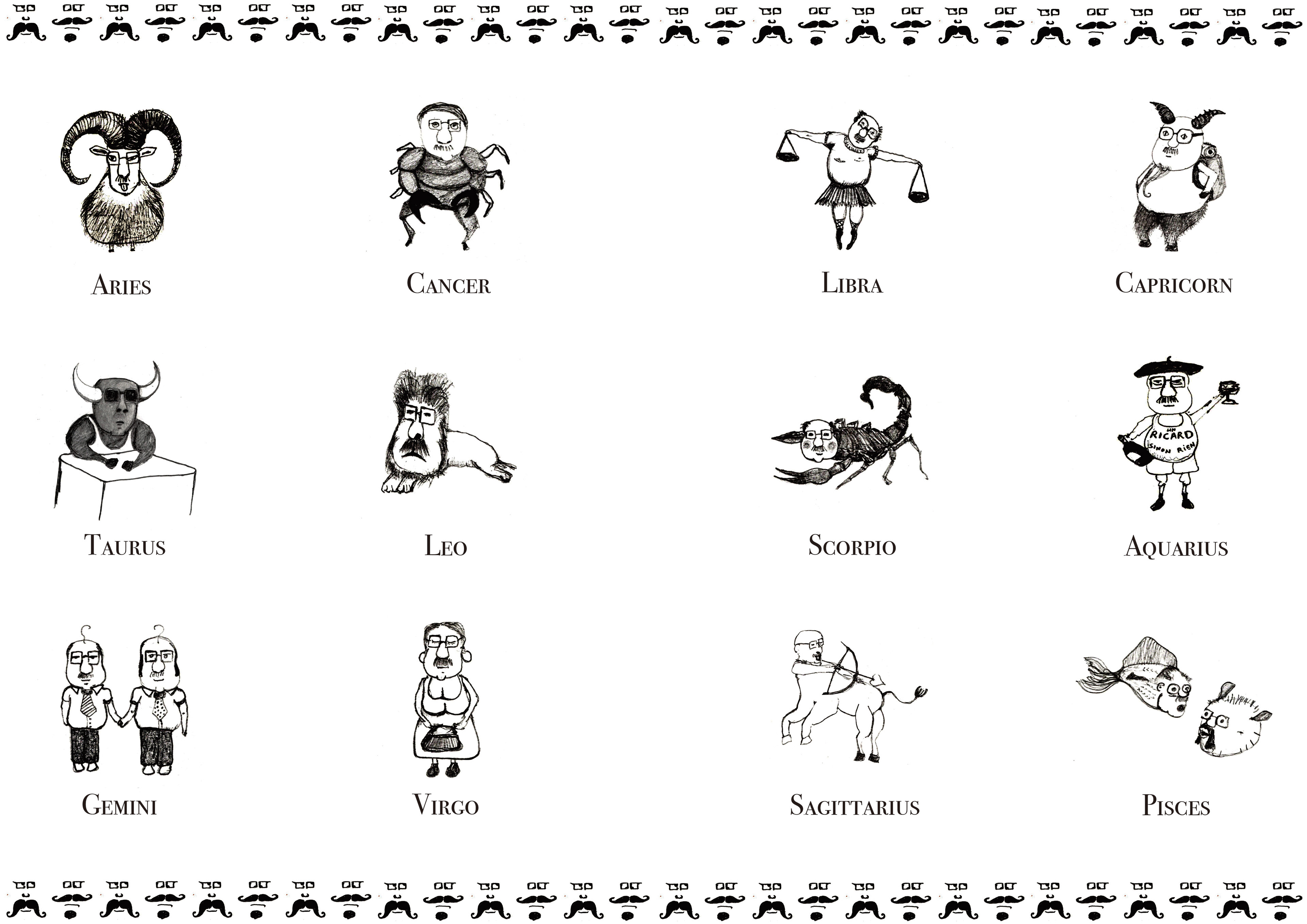 The Zodiac, ink on paper