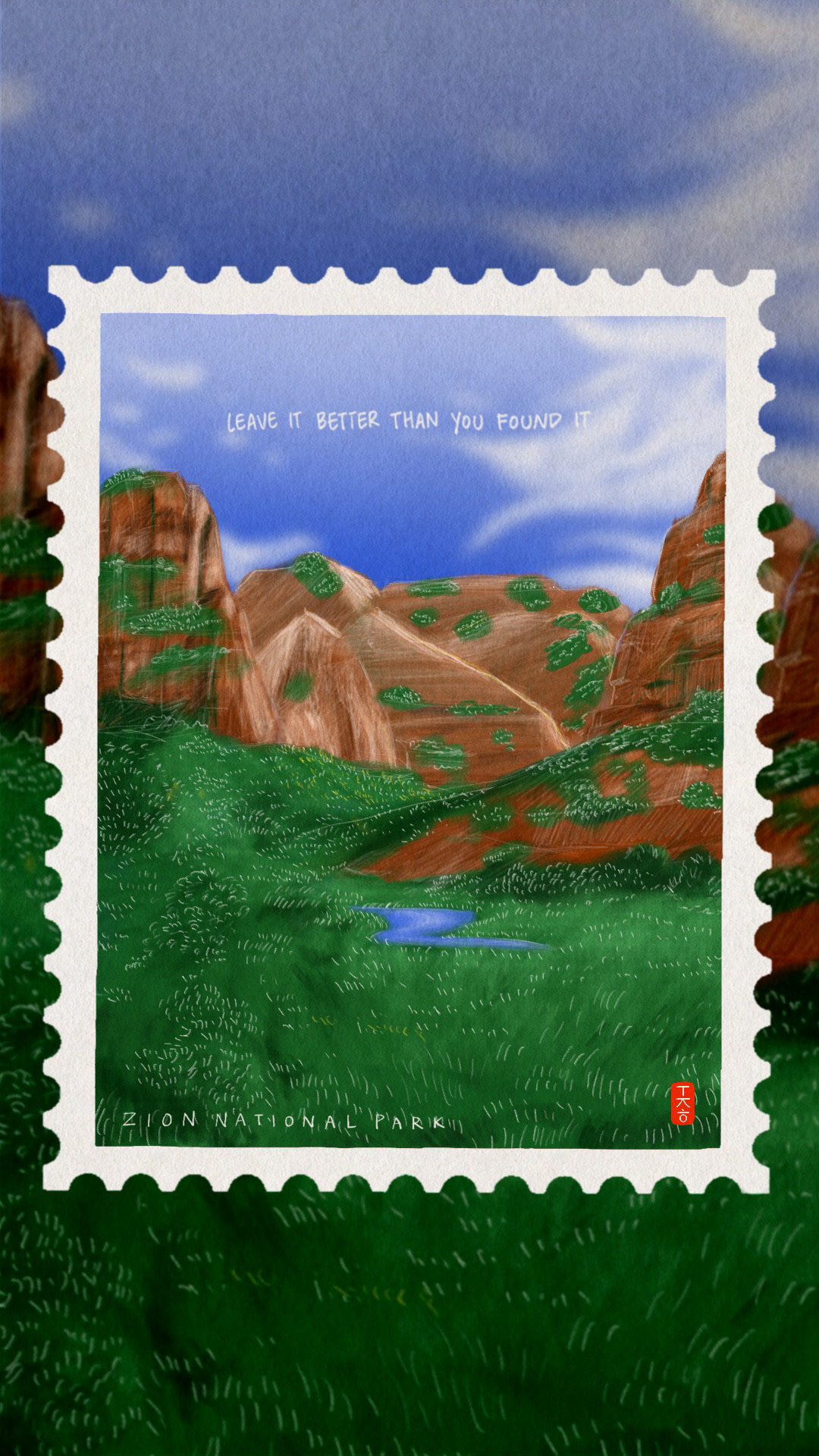 Zion National Park Stamp