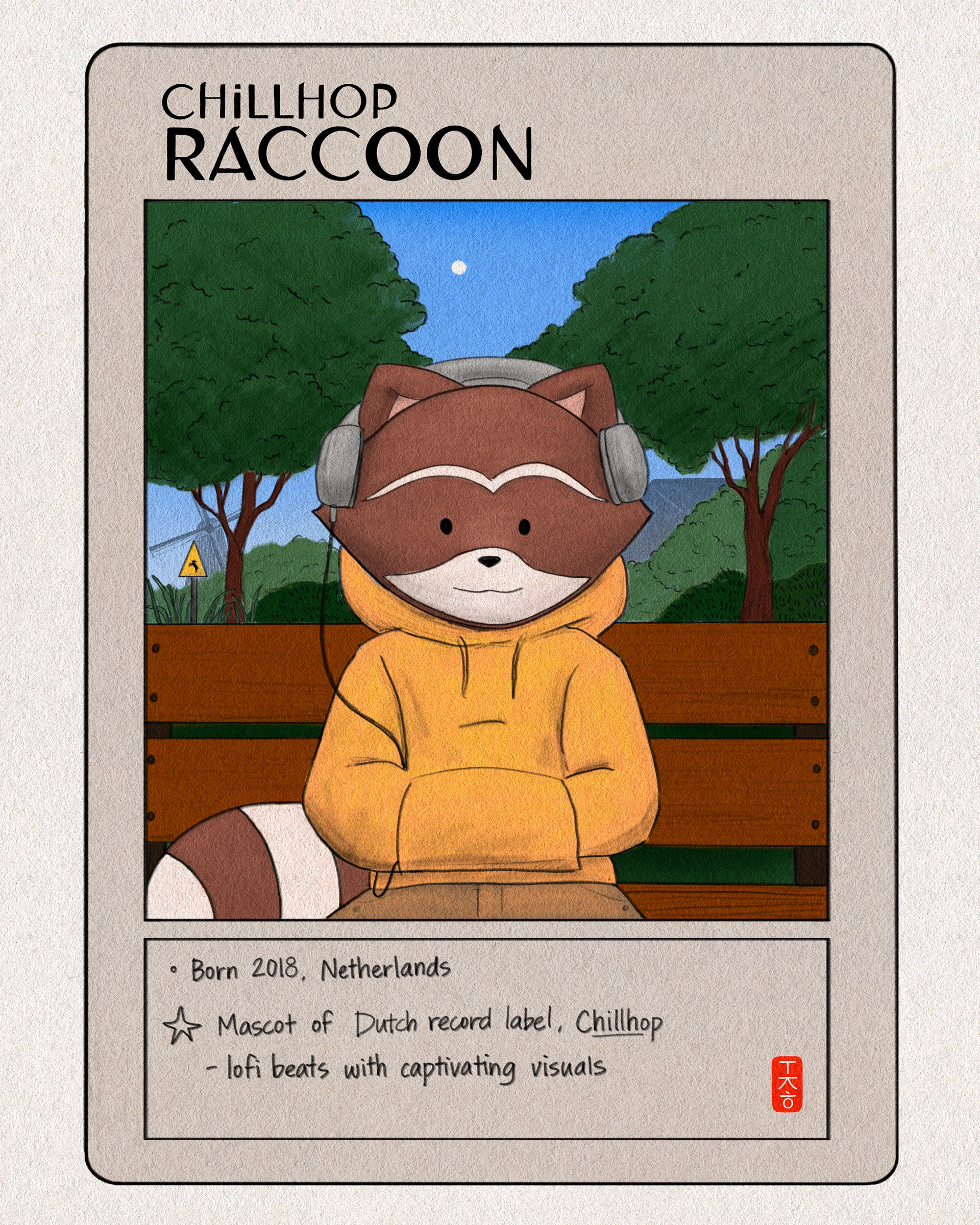 Chillhop Raccoon - trading card