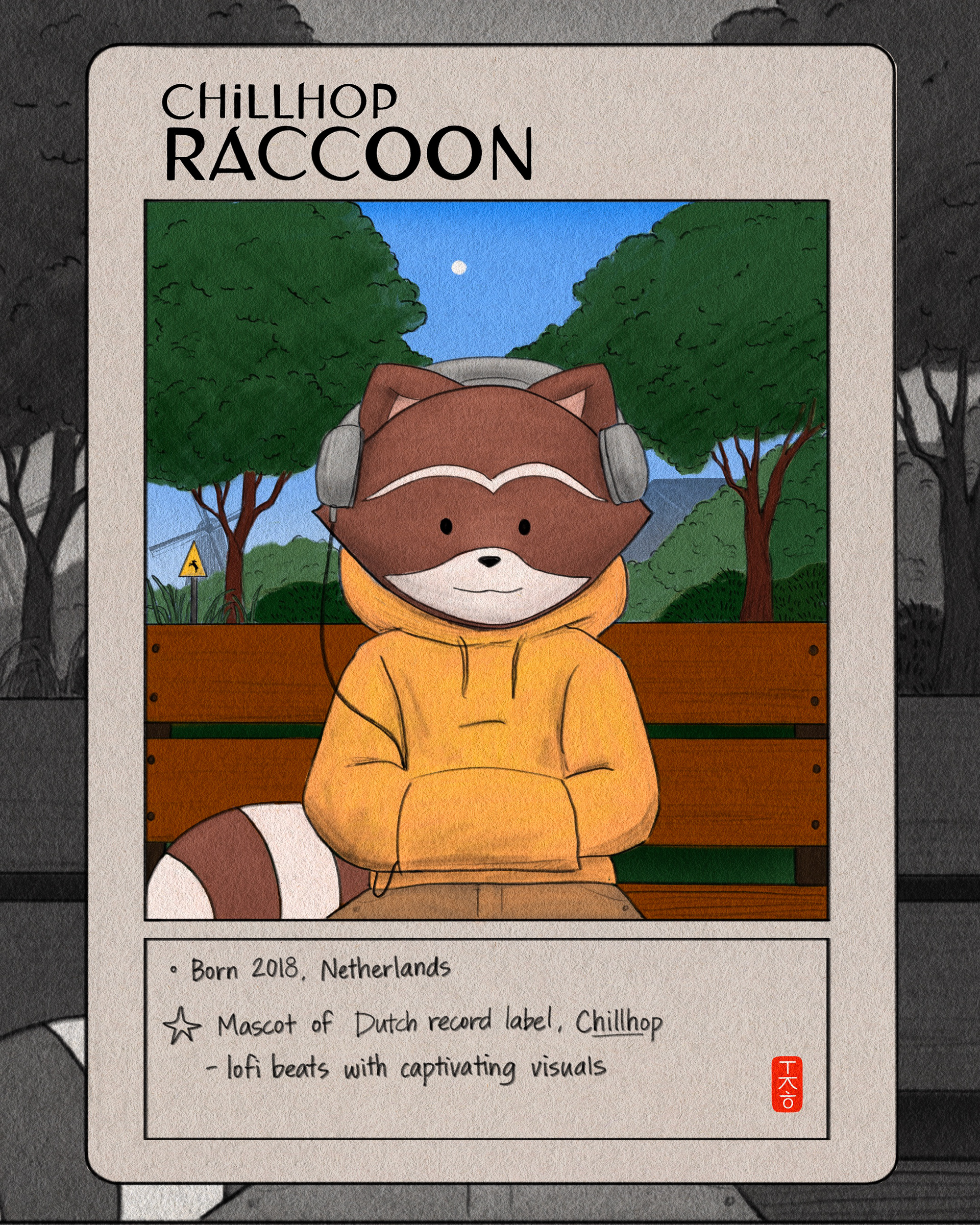 Chillhop Raccoon Card