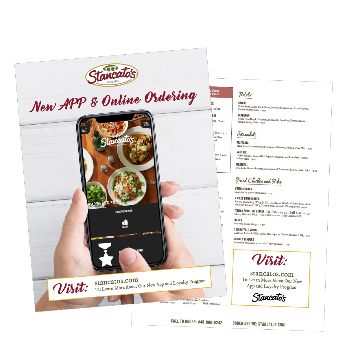 Stancato's Menu
