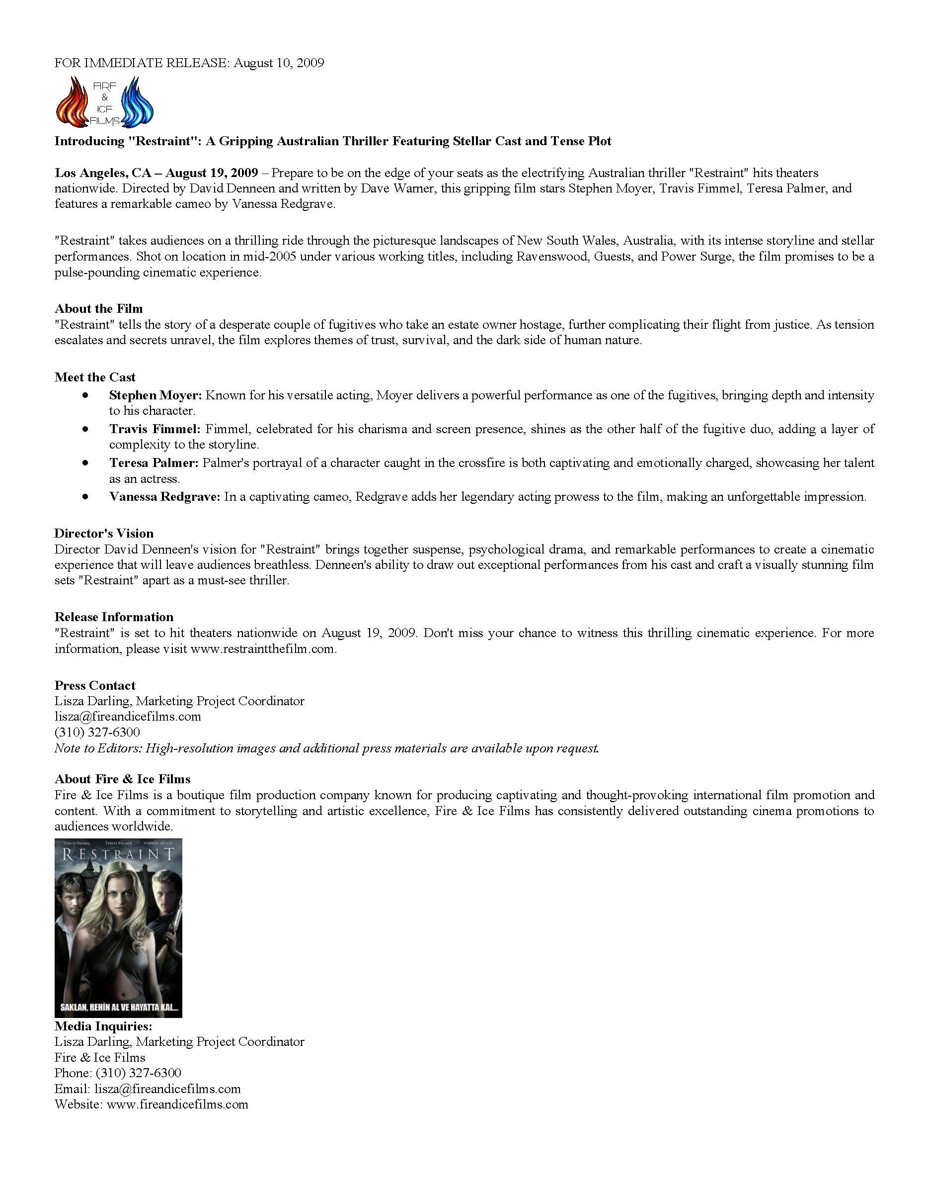 Fire&Ice Films Press Release