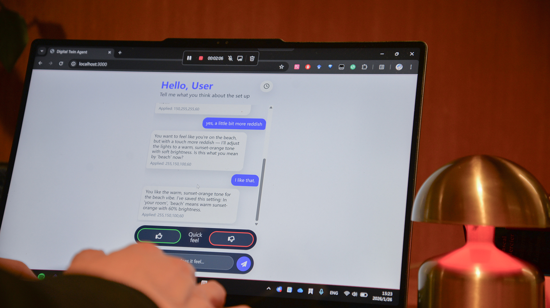 Interactive design responsive to AI-model, made during DwAAI course