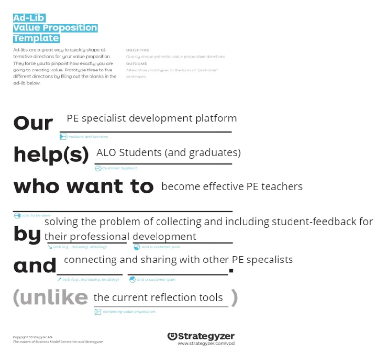 Value proposition as used in DE course