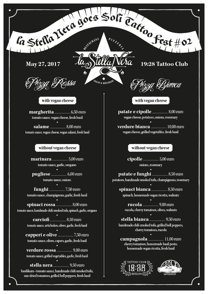 La Stella Nera goes SoliTattooFest - Speisekarte