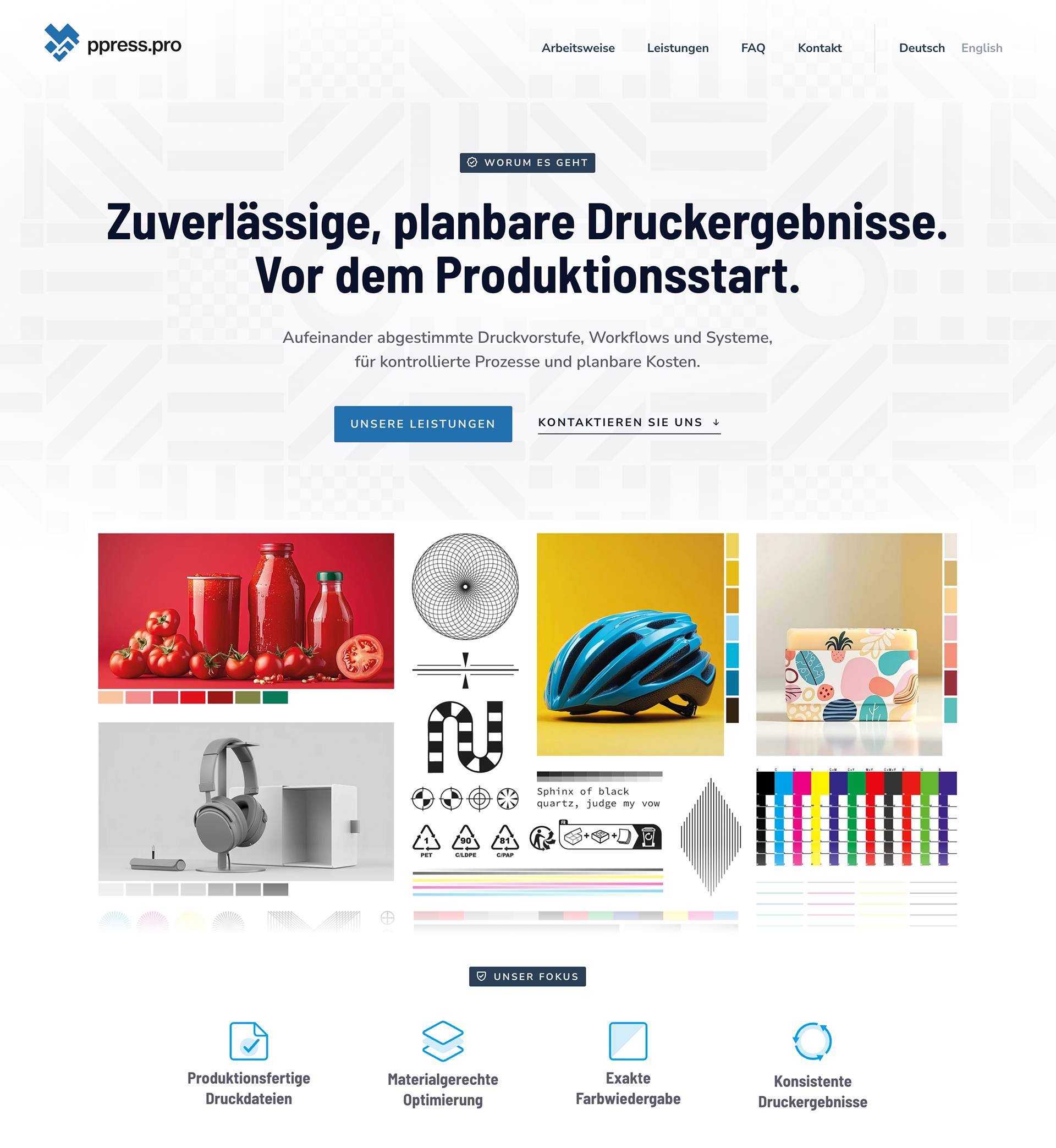 Homepage design for a bilingual B2B technical services website