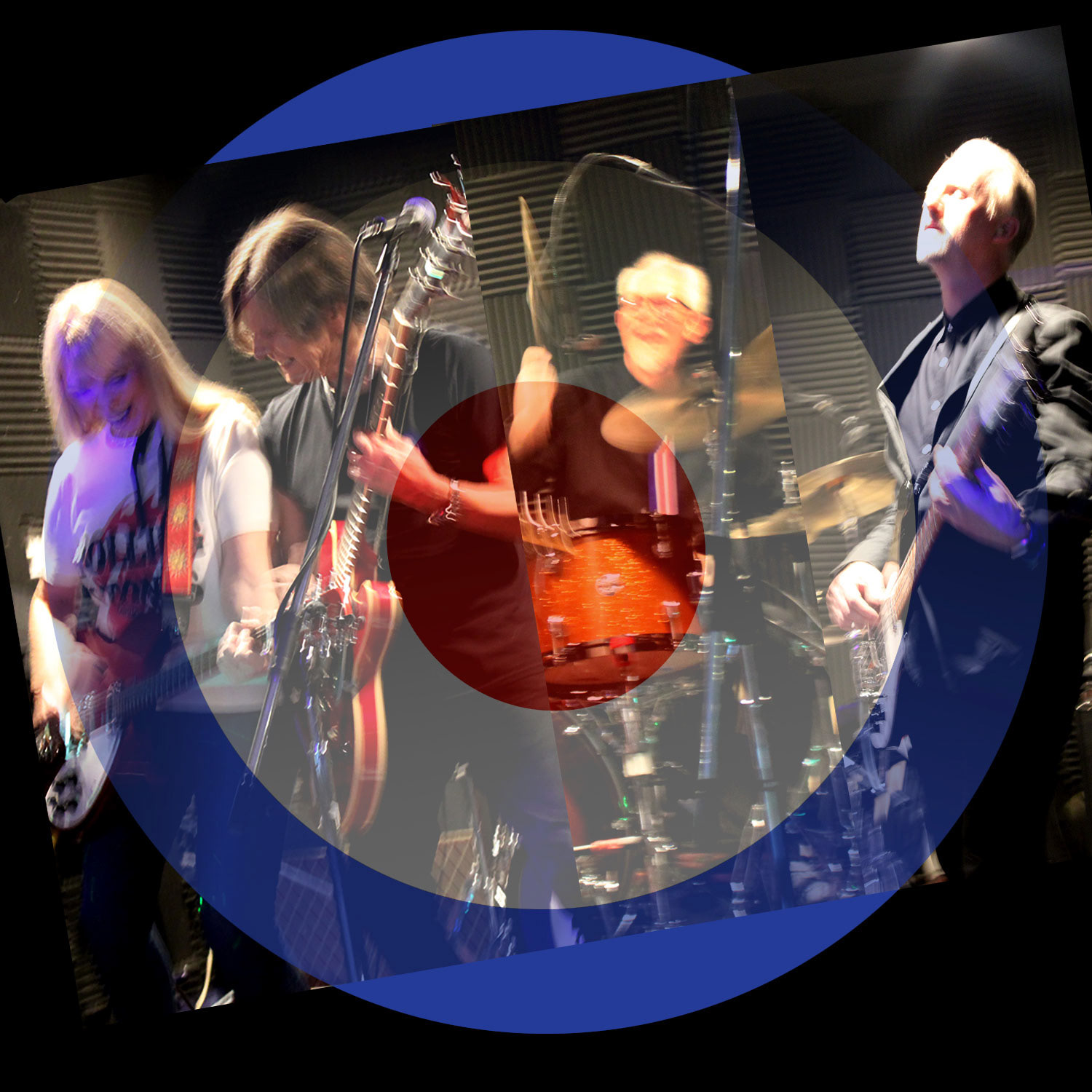 Inside cover. I shot the band live with a slow shutter speed to create this effect. I wanted something that conveyed more energy than I could achieve by Photoshop manipulation and filters. 