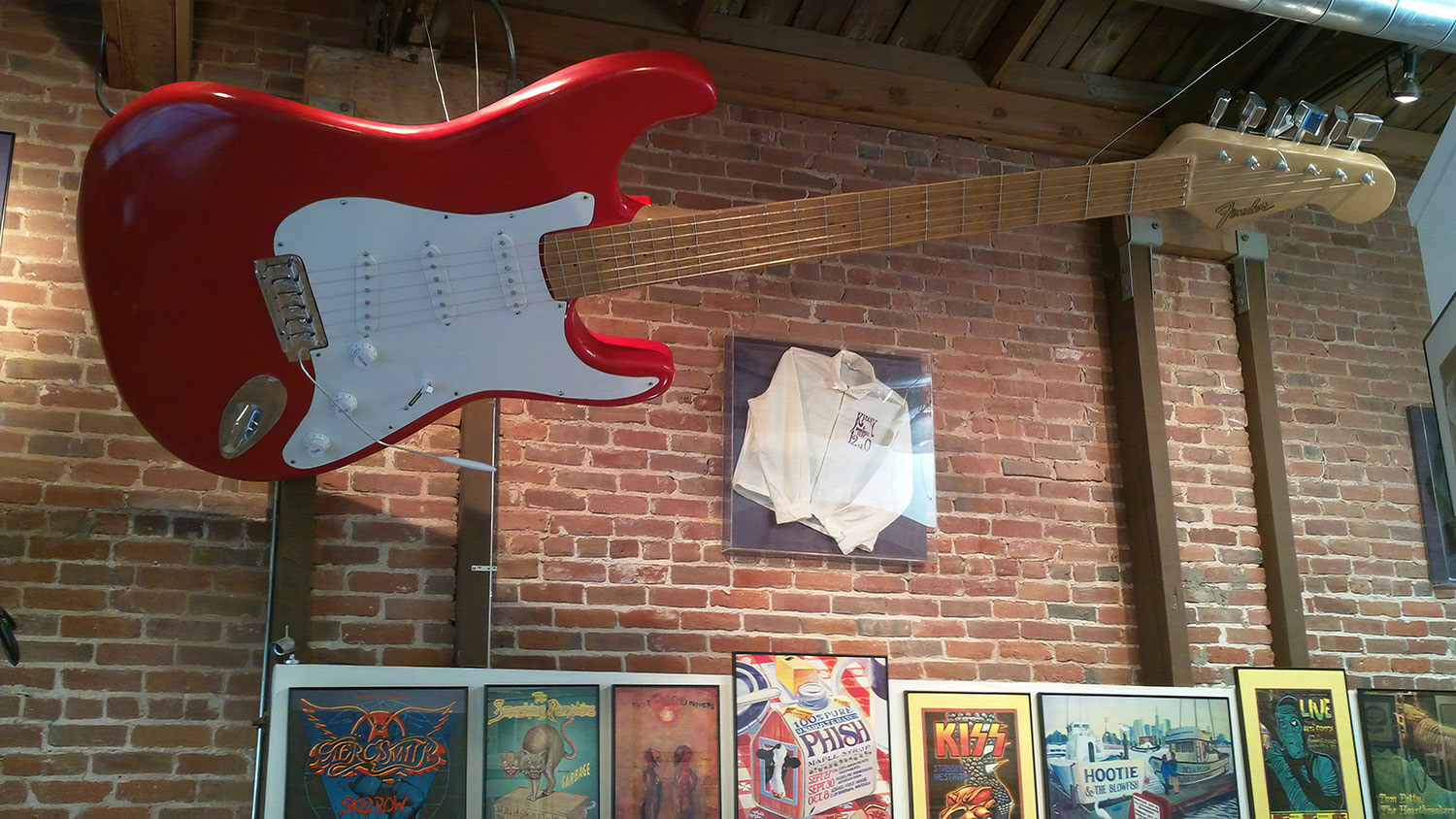 The Rock and Radio Museum contained fifty years of Sacramento Rock history- hundreds of original posters, flyers, and photos.   •   The guitar was never intended to be where it could be touched; the bridge and tuner are foam core covered in mylar film, and the knobs are made of paper.
