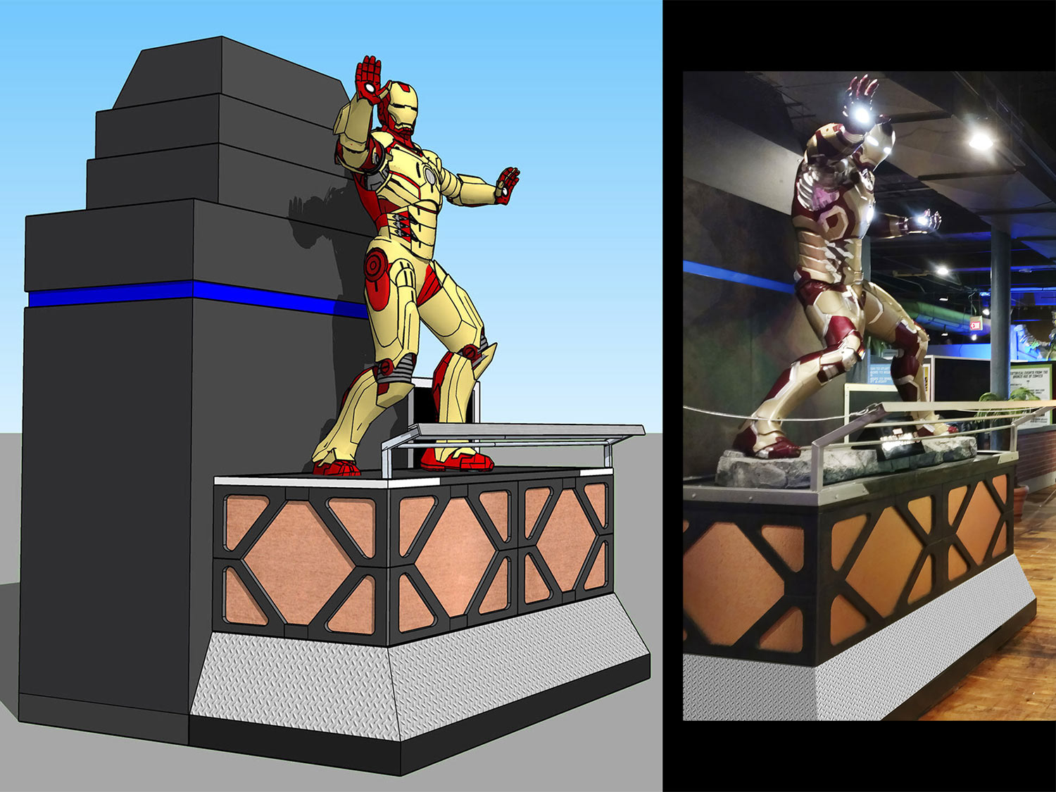 For the other displays, the shipping cabinet becomes an integral part of the presentation.