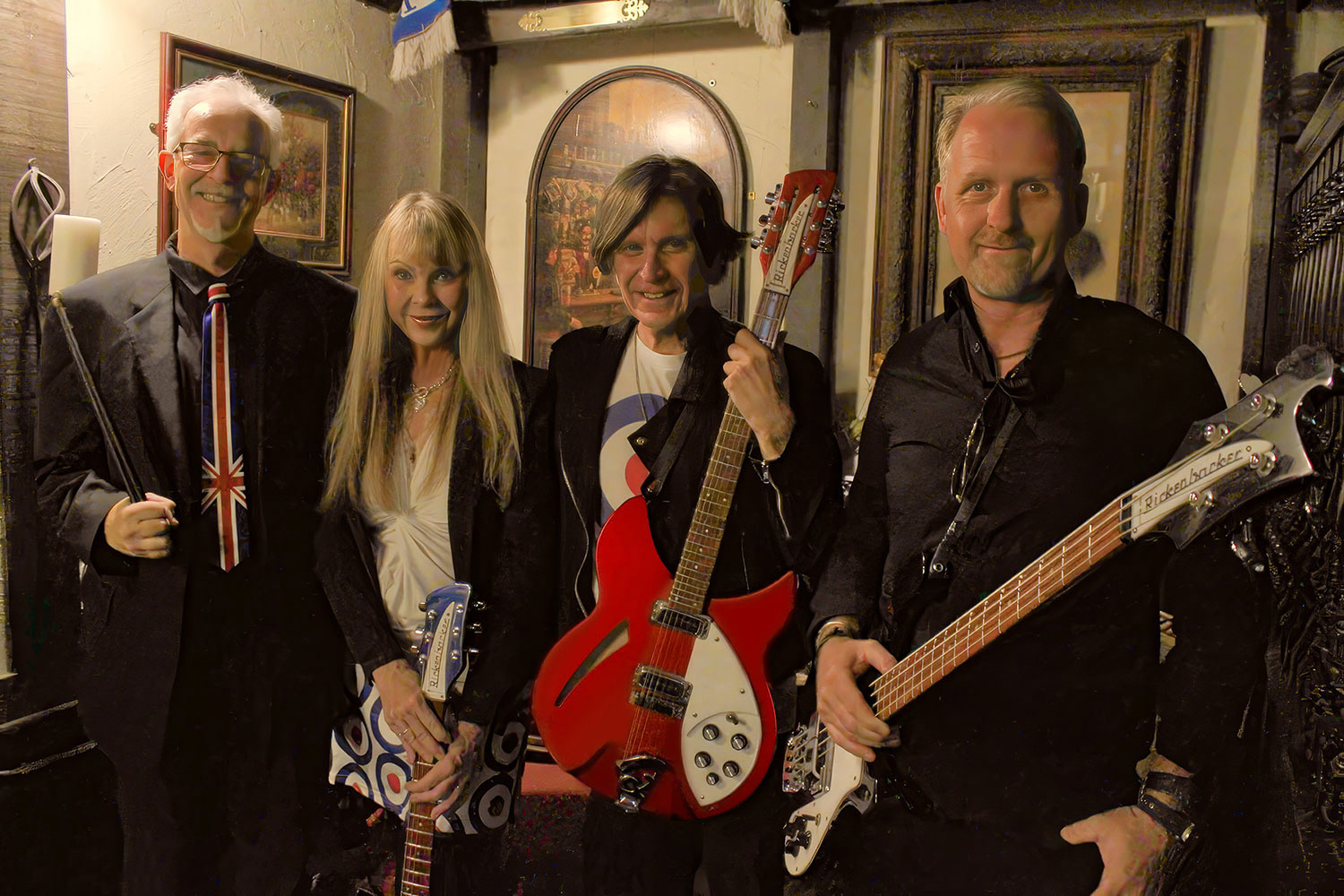 Band portrait for the liner notes. I photographed them in a local UK-style pub, which tied in with their power pop originals and covers. If Rickenbacker made sticks and a drum kit, Charlie would have used them!