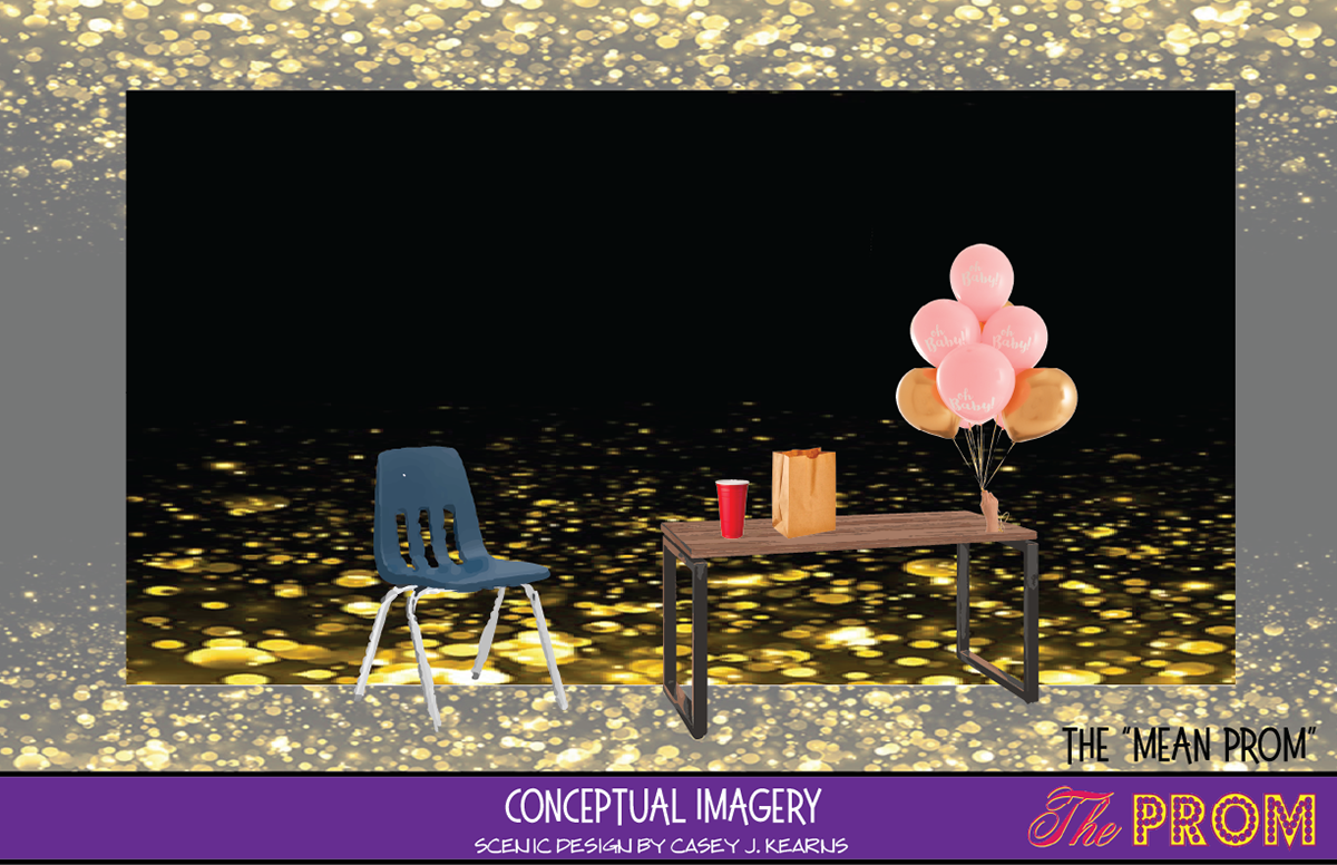  One of several digital collages preparing the The Prom - scenic and projection design.  