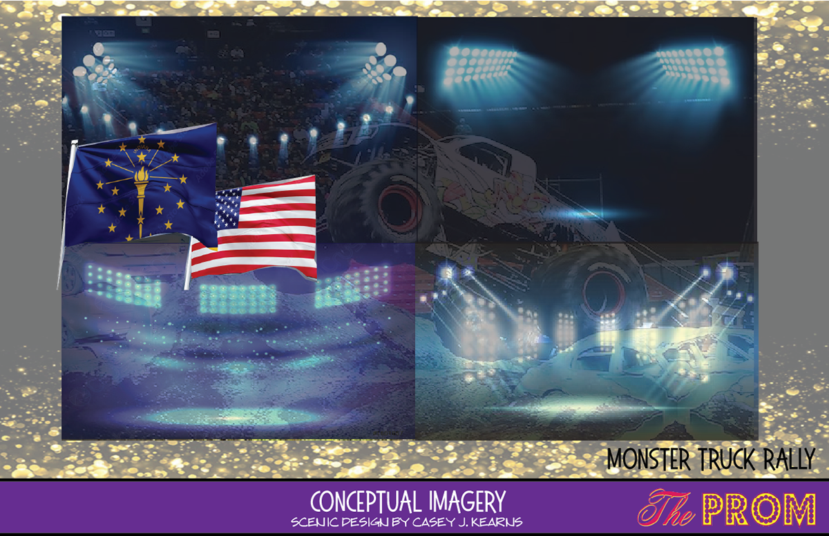  One of several digital collages preparing the The Prom - scenic and projection design.  