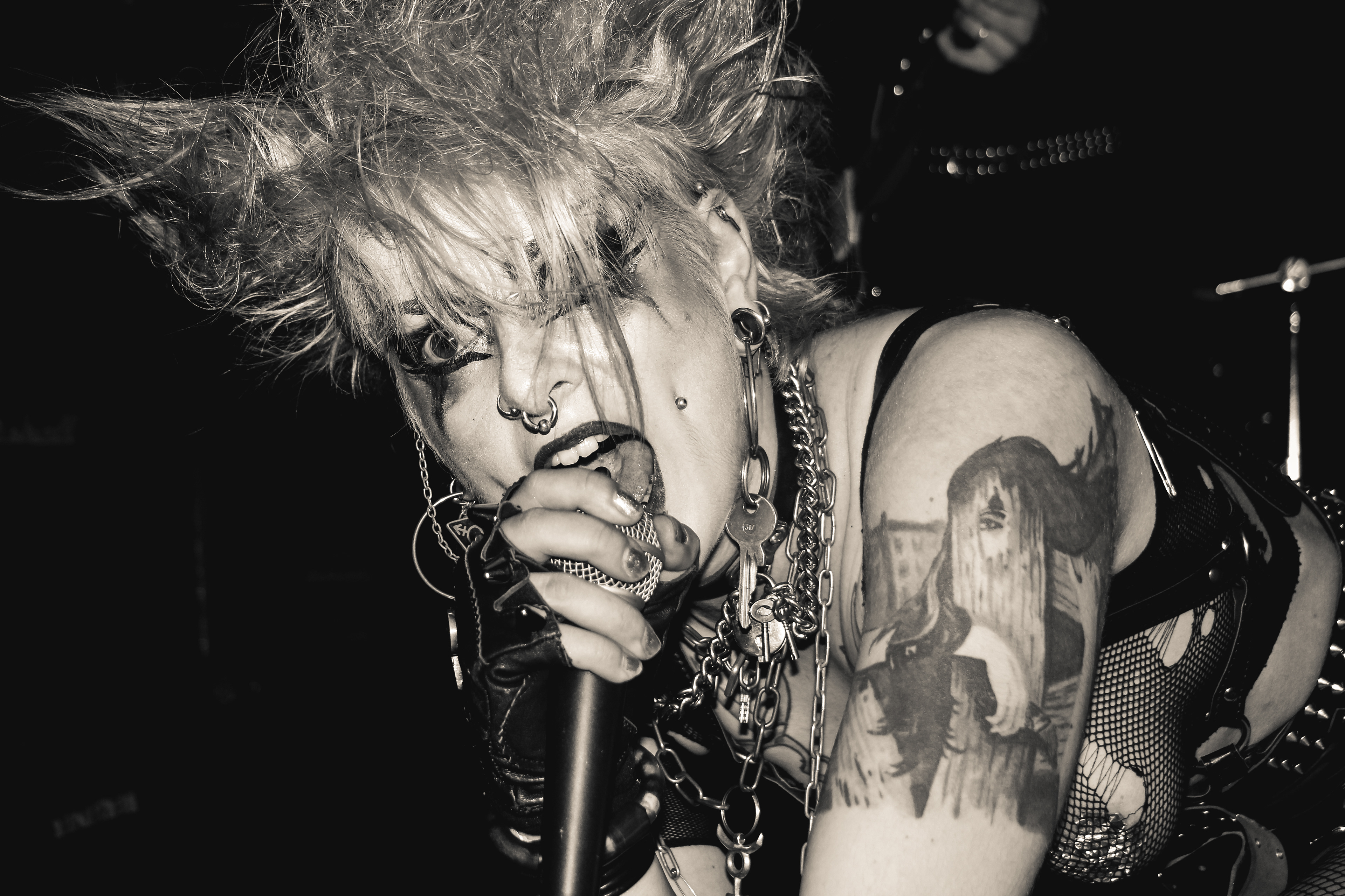 Vocalist and performer Trish Tank together with her band Totenwald performing at Kill Your Idols Fest 2017 in Berlin