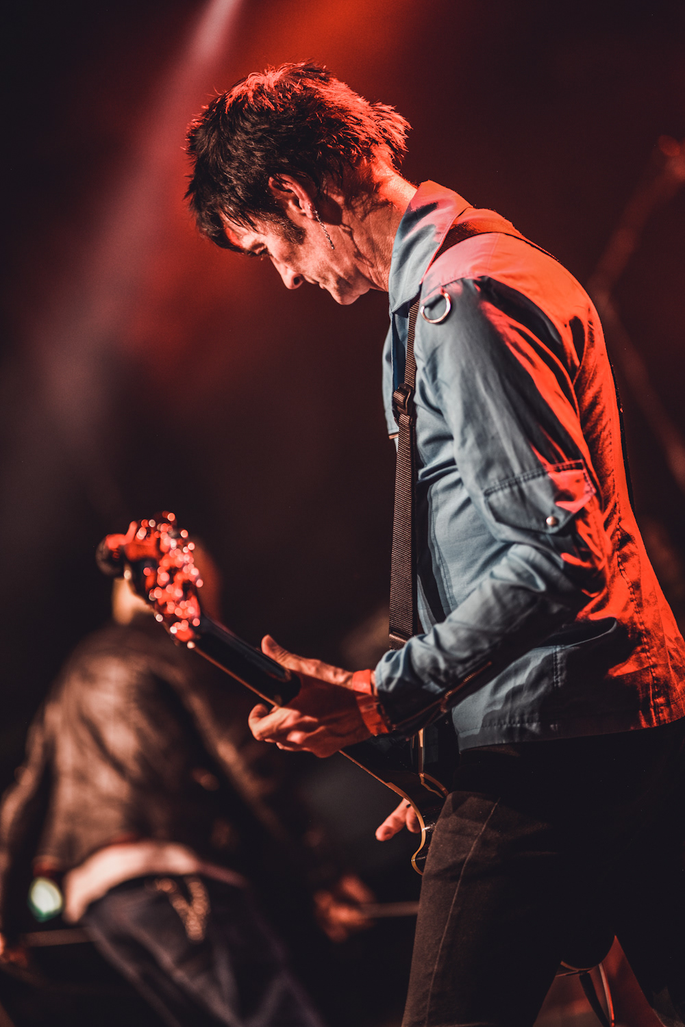 Steve Straughan the guitarist of English punk rock band U.K. Subs on stage during their show at The Sound Of Revolution 2019