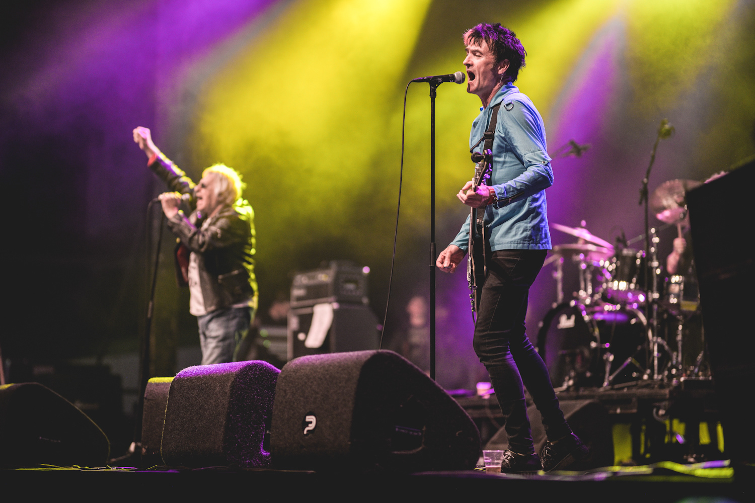 Steve Straughan the guitarist of English punk rock band U.K. Subs on stage during their show at The Sound Of Revolution 2019
