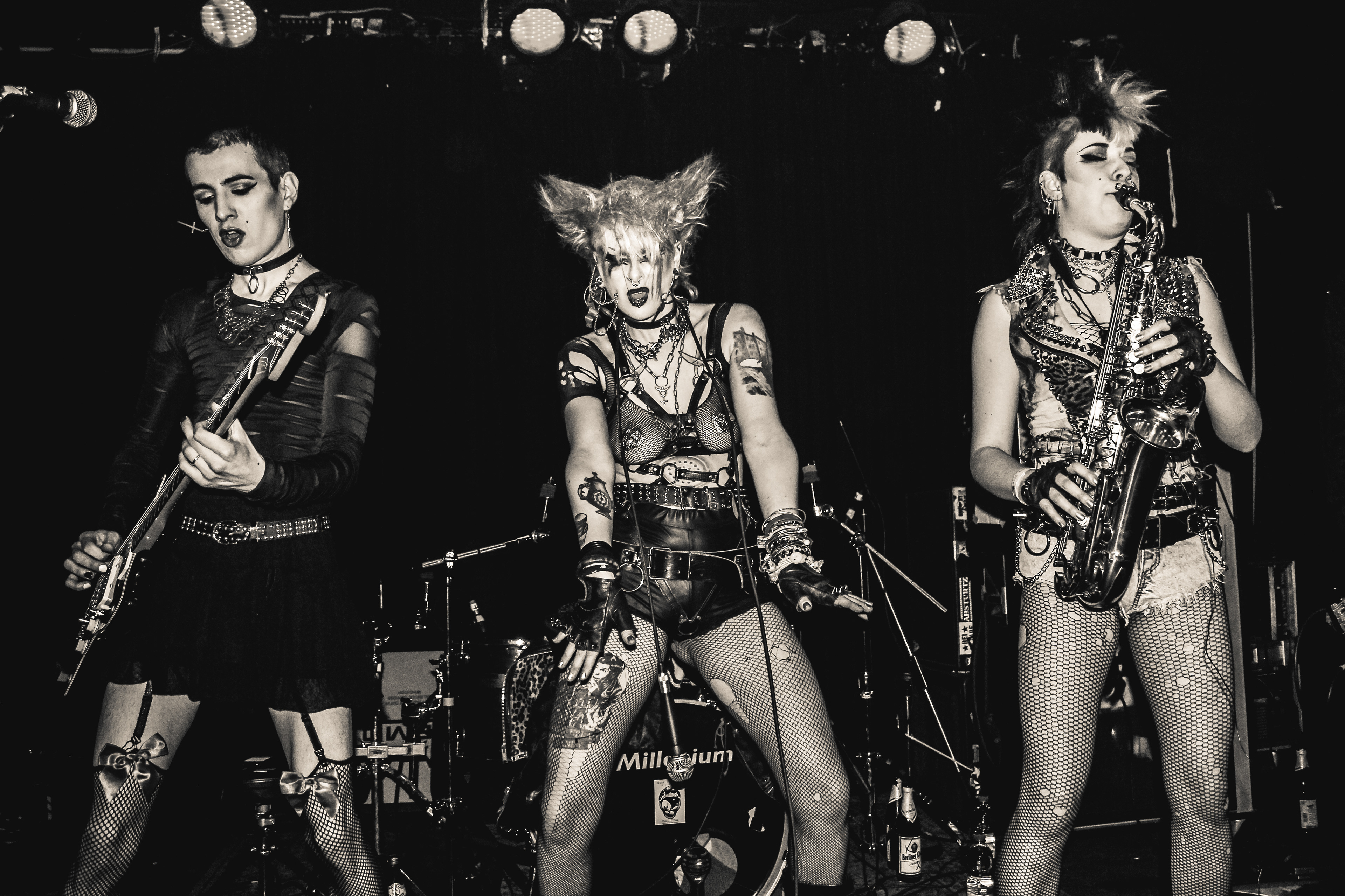 Vocalist and performer Trish Tank together with her band Totenwald performing at Kill Your Idols Fest 2017 in Berlin