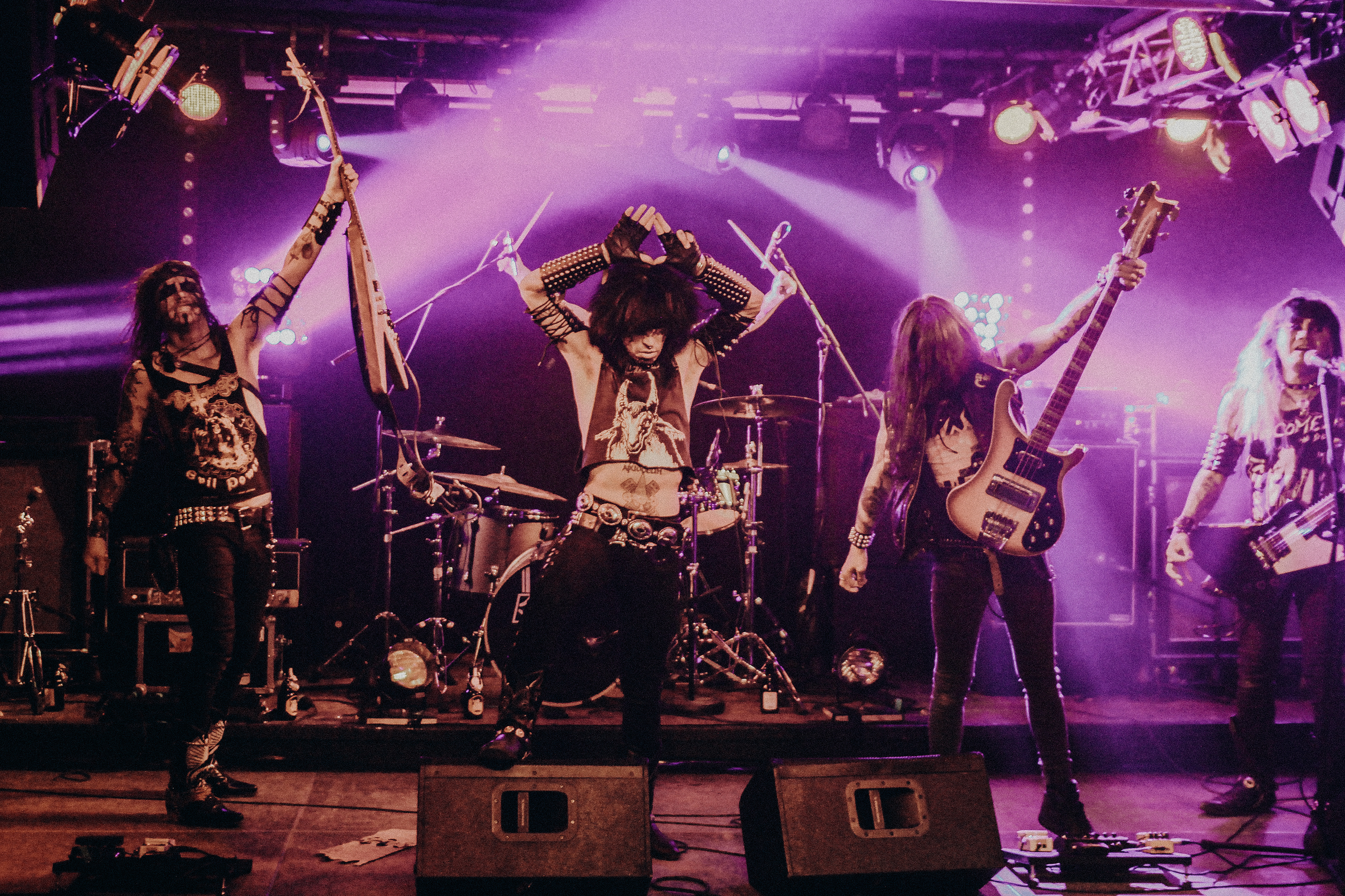 Speed metal punk band Indian Nightmare performing during live stream show at Cassiopeia Berlin nightclub in 2020