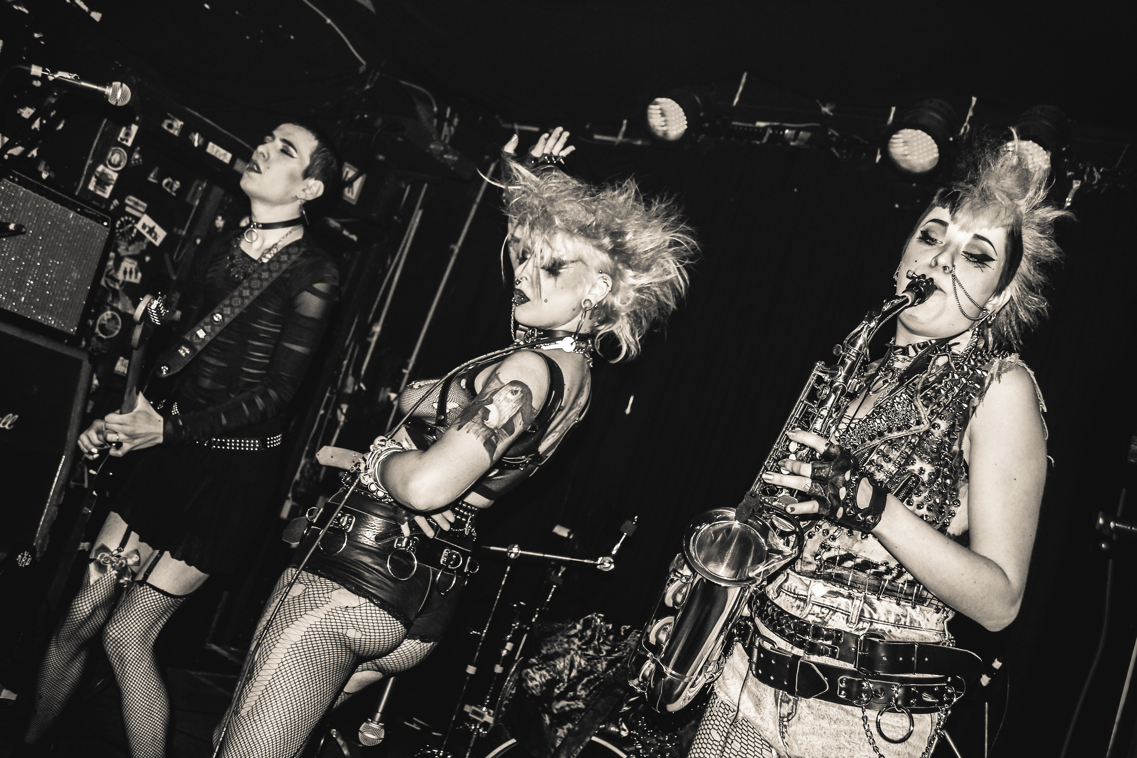 Vocalist and performer Trish Tank together with her band Totenwald performing at Kill Your Idols Fest 2017 in Berlin