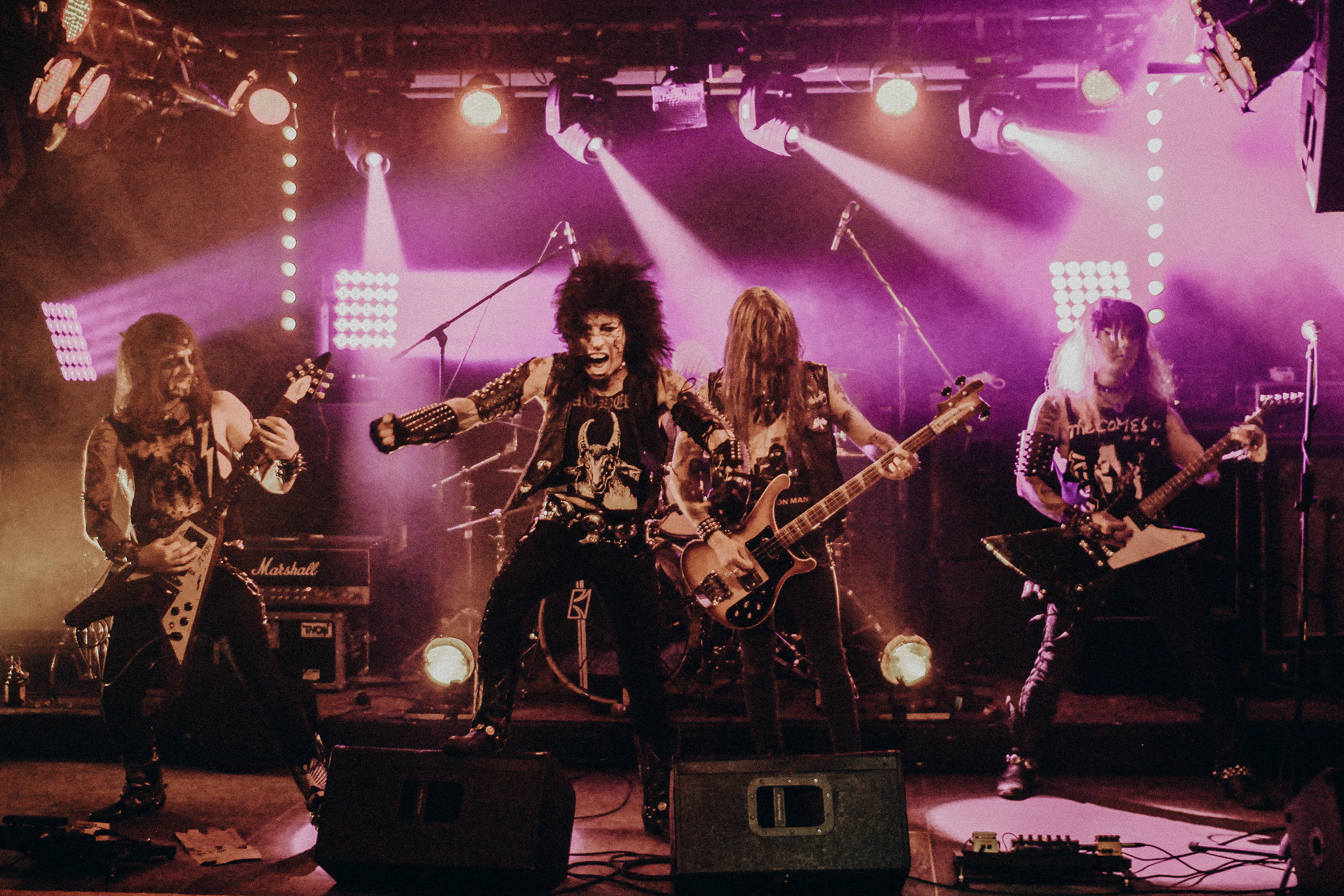 Speed metal punk band Indian Nightmare performing during live stream show at Cassiopeia Berlin nightclub in 2020